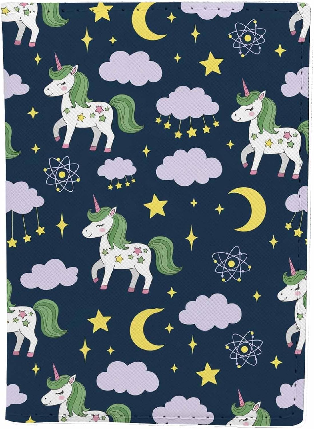 Unicorn Passport Holder for Travel Clound Moon Star Night Sky PU Leather Passport Cover Wallet Cute Passport Card Holder for Women and Men