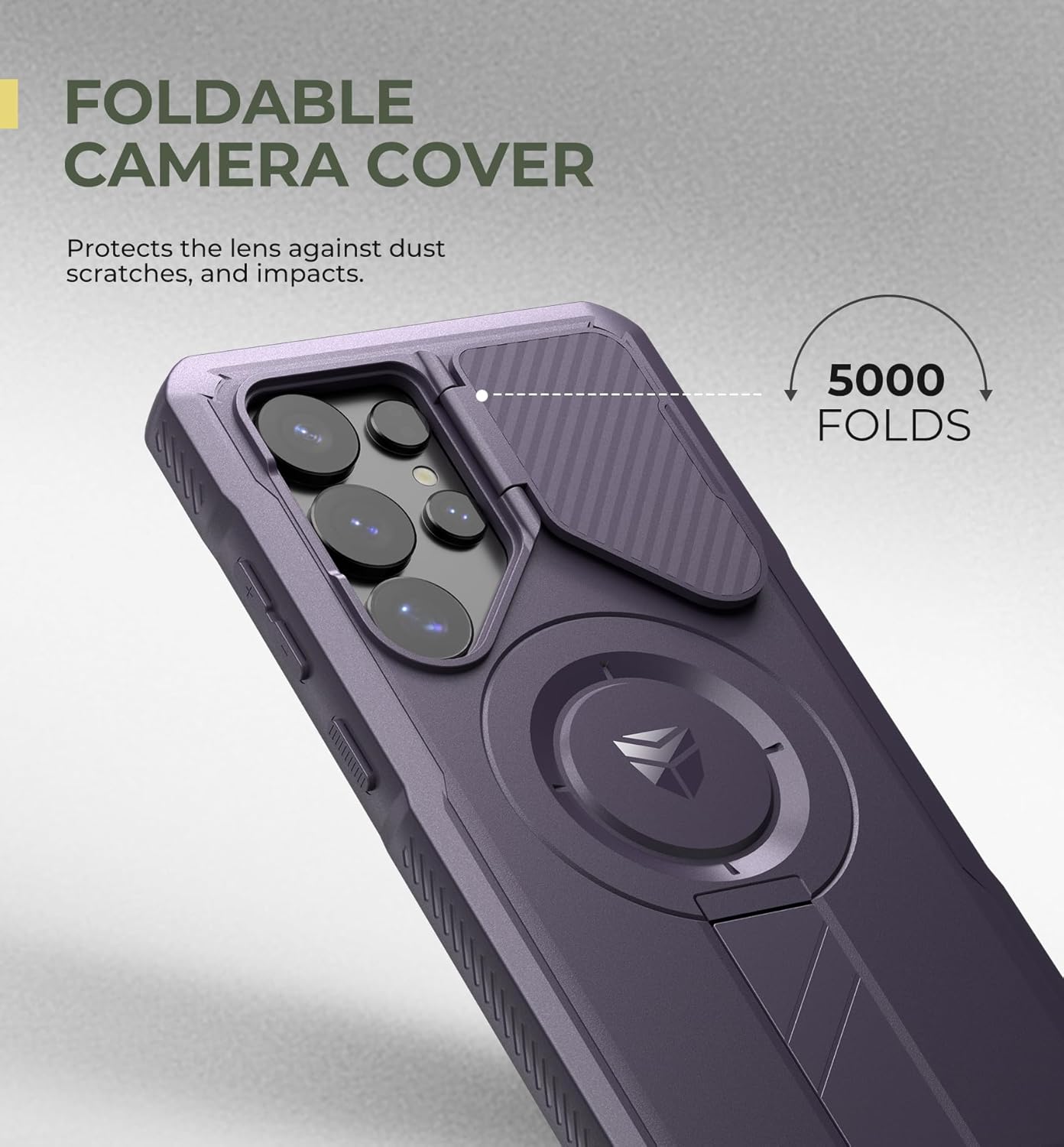 Dexnor for Samsung Galaxy S25 Ultra Case with Camera Cover & Adjustable Kickstand & Built-in Screen Protector, Magnetic Rugged Shockproof Bumper Cases Heavy-duty Protective Cover (2025),Phantom Purple