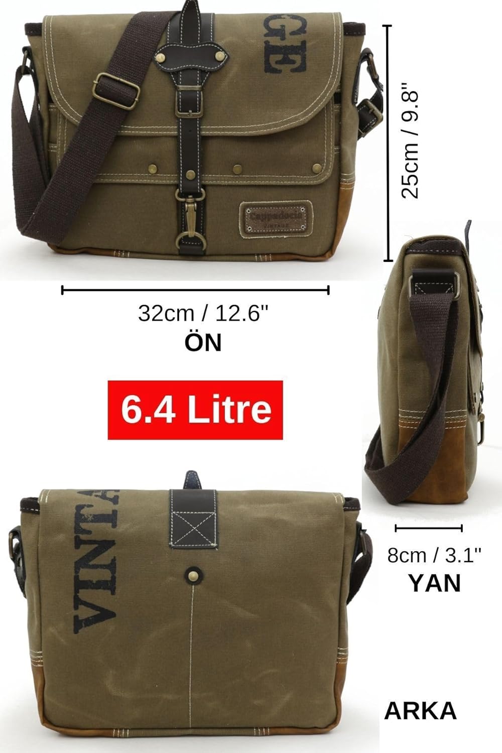 Antiochia 4046 Messenger Bag, Leather Detailed Shoulder Laptop Bag, Unisex Style for Daily, Travel