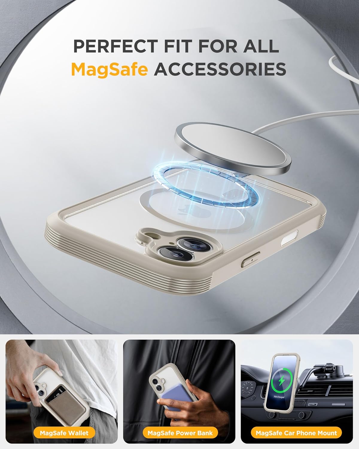Miracase for iPhone 17 Case 6.3'', Full-Body Military Grade Drop Protection Outdoor Phone case with Built-in Glass Screen &Camera Control,Easy Installation,No Gap,Compatible with MagSafe, Gray
