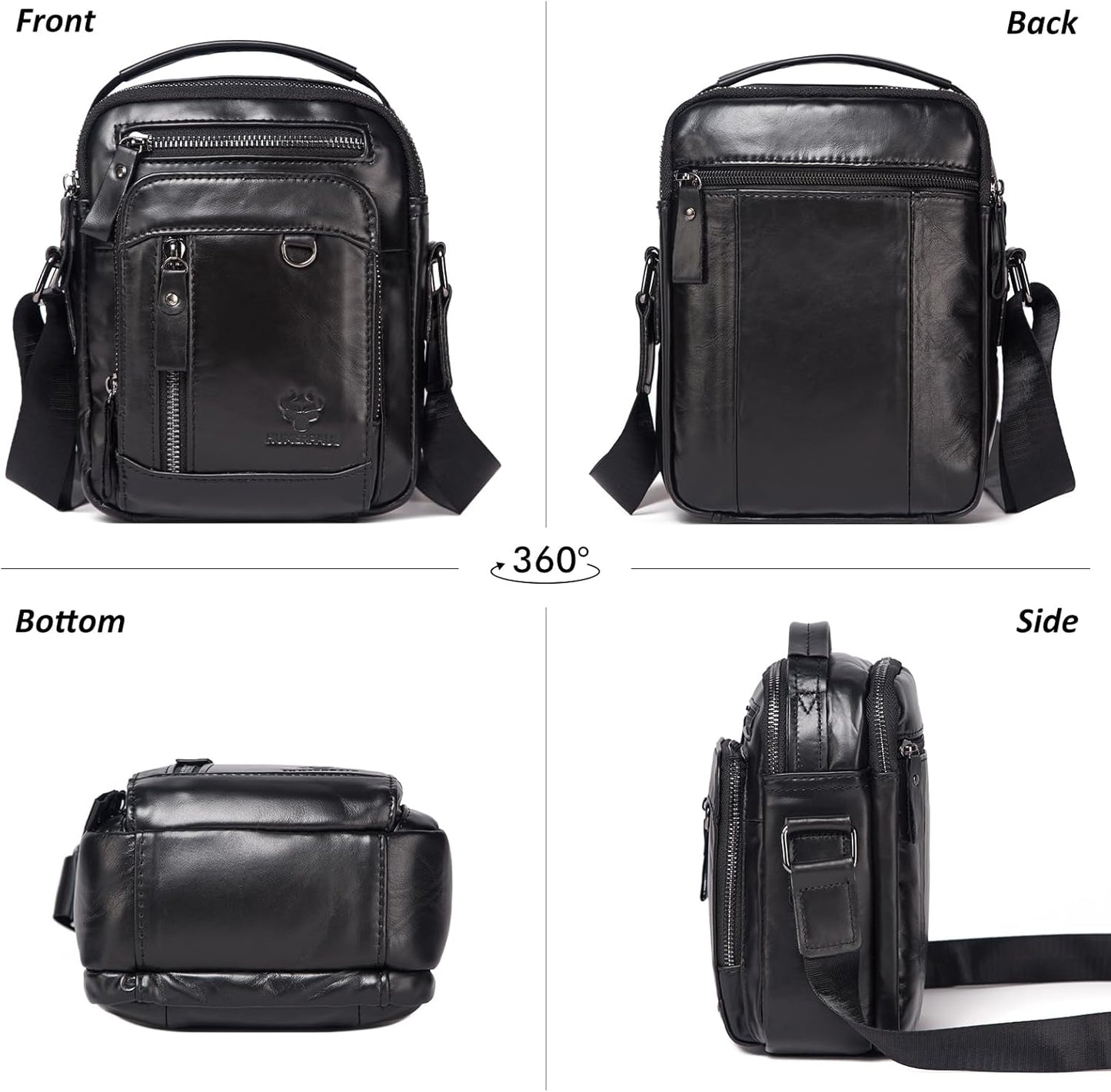 Messenger Bag for Men, Man Bag Genuine Leather Crossbody Shoulder Bag Handbag Satchel Bags for Work Travel
