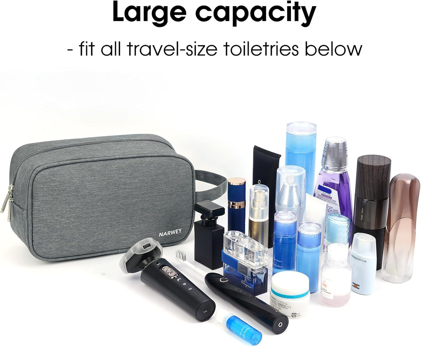 Narwey Travel Toiletry Bag for Women Traveling Dopp Kit Men Travel Bag for Toiletries Cosmetic Bag