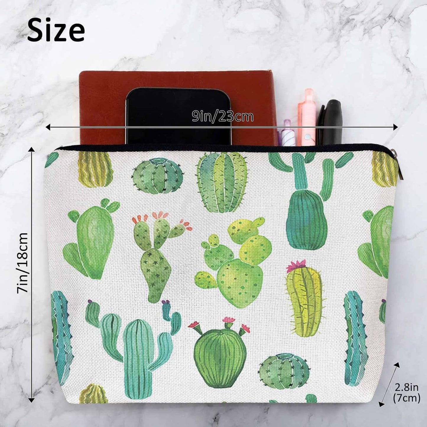 Cactus Makeup Bag For Women, Adorable Cosmetic Bag Makeup Bags, Tropical Succulent Cactus Cacti Green Zipper Bag Travel Bags Toiletry Organizers Pouch Bags Washing Bags For Gym Bathroom