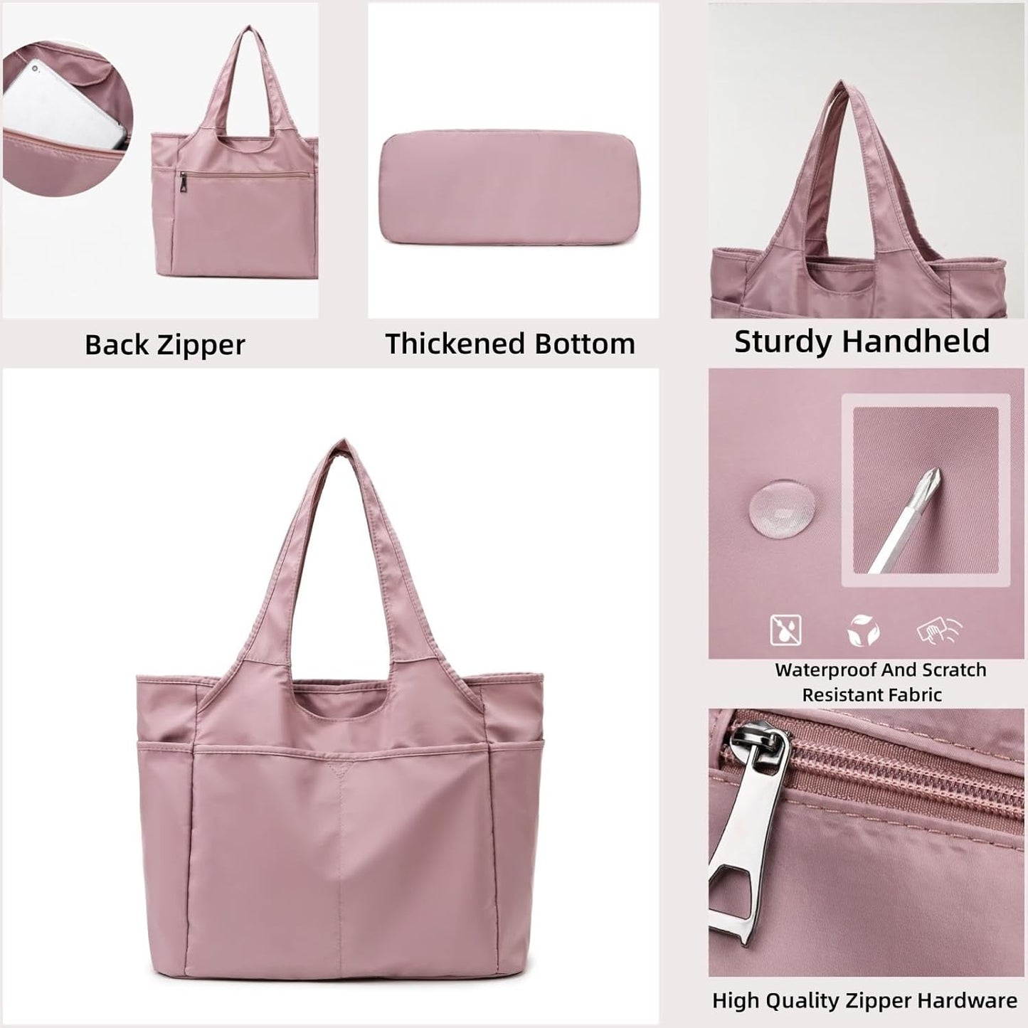 SOYMWIN Tote Bag for Women,Large Tote Bag with Compartments and Multiple Pockets,Quilted Shoulder