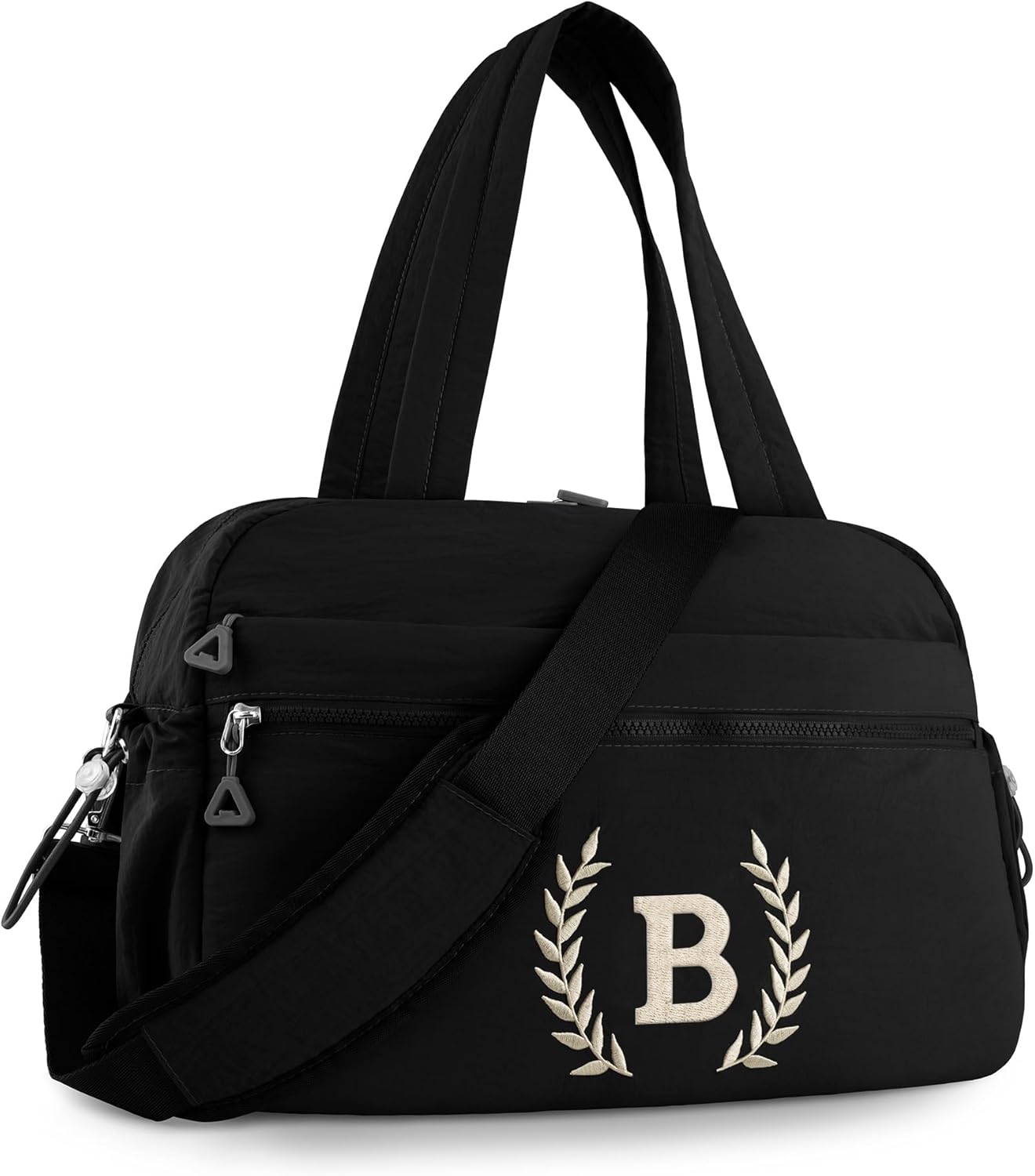 Gym Duffle Bag for Women – Embroidered Custom Initial Sports Bag for Men – Personalized Travel & Workout Duffel with Luggage Sleeve – Thoughtful Gift for Mom, Girl, Daughter, Mother (Black, B)