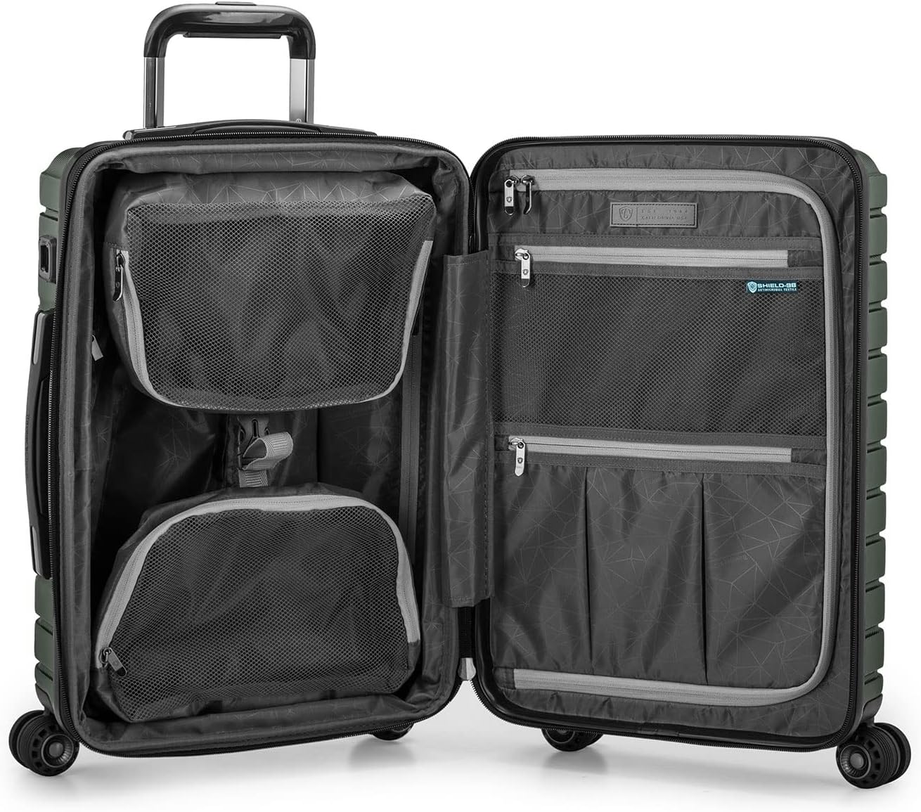 Traveler's Choice Archer Polycarbonate Hardside Spinner Luggage Set, Tie Down Straps, Green, Carry-On 21-Inch