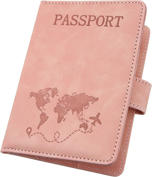 ILIYAH-Passport Cover-Passport Holder Travel Wallet-RFID Blocking Passport Case Travel Accessories Card Holder Wallet Unisex Travel Gifts(Pink)