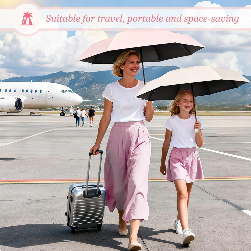 TOPSAIL Mini Umbrella Compact for Travel, UV Sun Protection(UPF50+), Waterproof for Light Rain