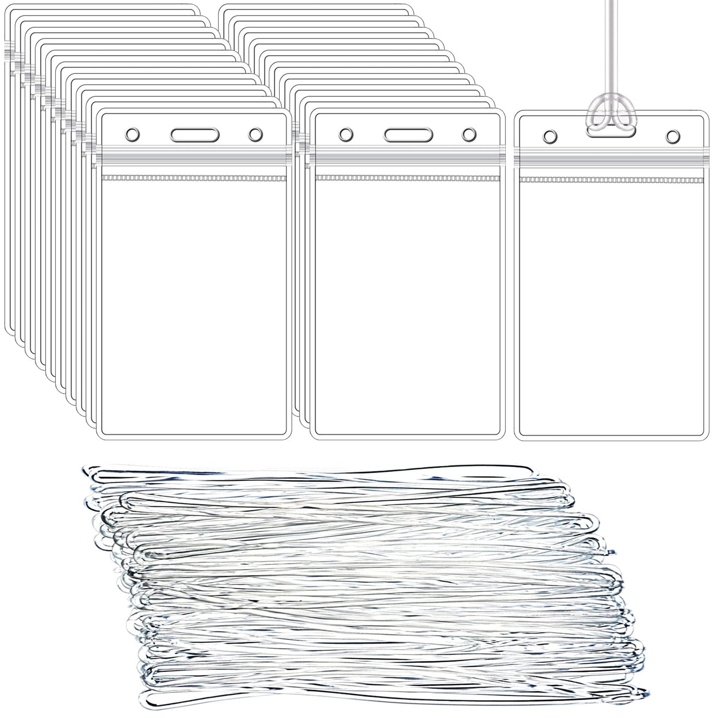 100 Pack Clear Luggage Tags Bag Tags Holder Identification ID Card Badge Holder with Luggage Tag