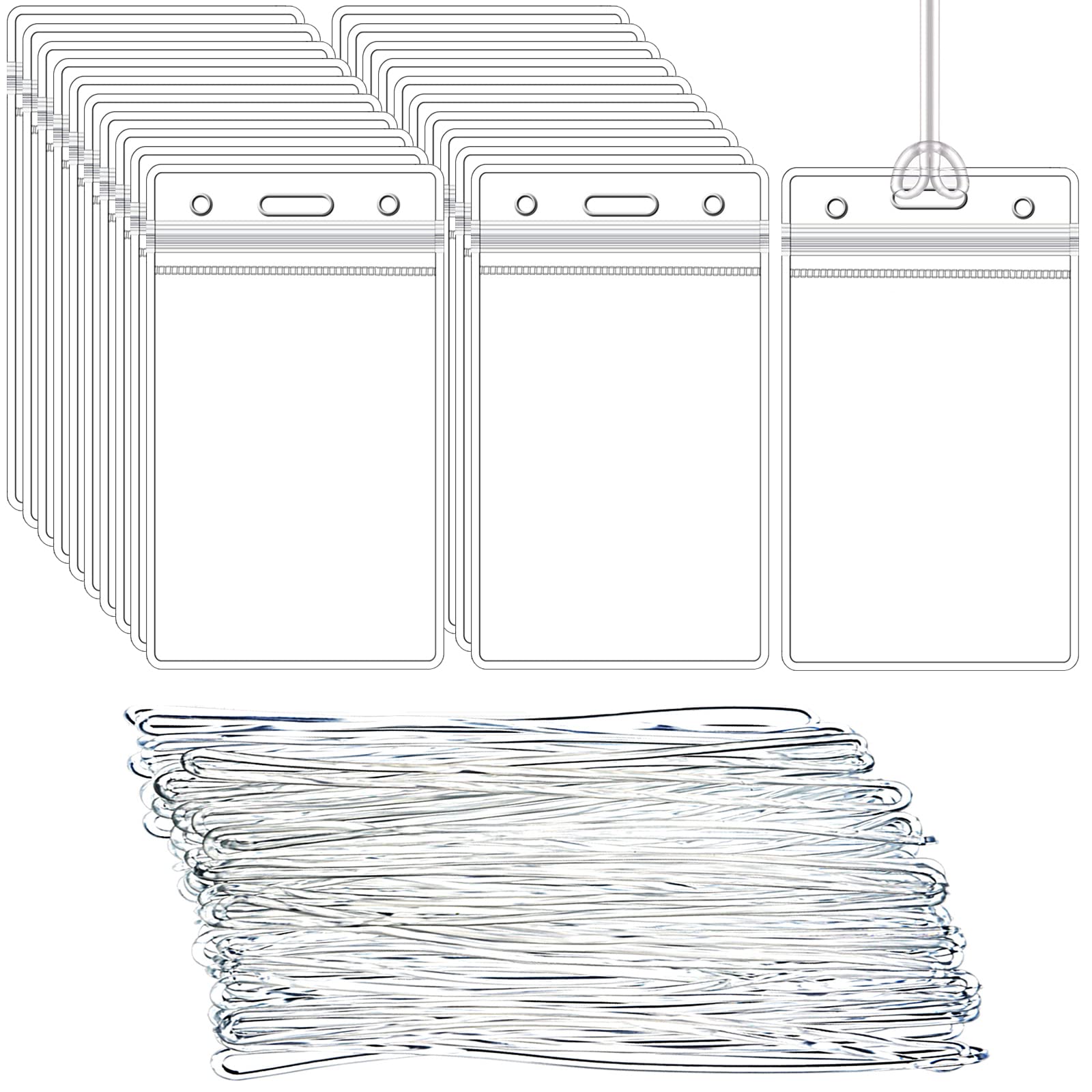 100 Pack Clear Luggage Tags Bag Tags Holder Identification ID Card Badge Holder with Luggage Tag