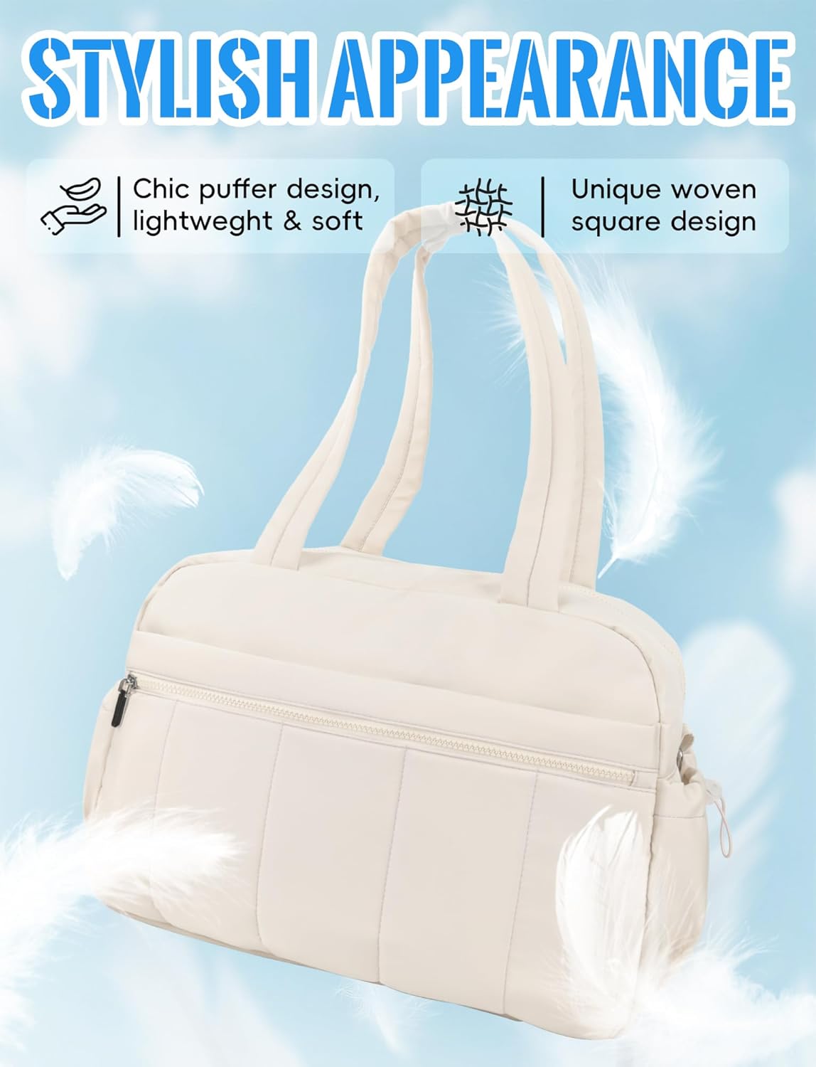 Duffle Bag for Travel Lightweight Carry on Weekender Duffel Bag Crossbody Bags for Women Water Resistant Beige