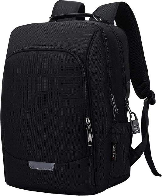 WYCY Laptop Backpack for Men - Anti Theft Computer Bag for Work, Business, College, Mochilas Para Hombres, 15.6 Inch, Black