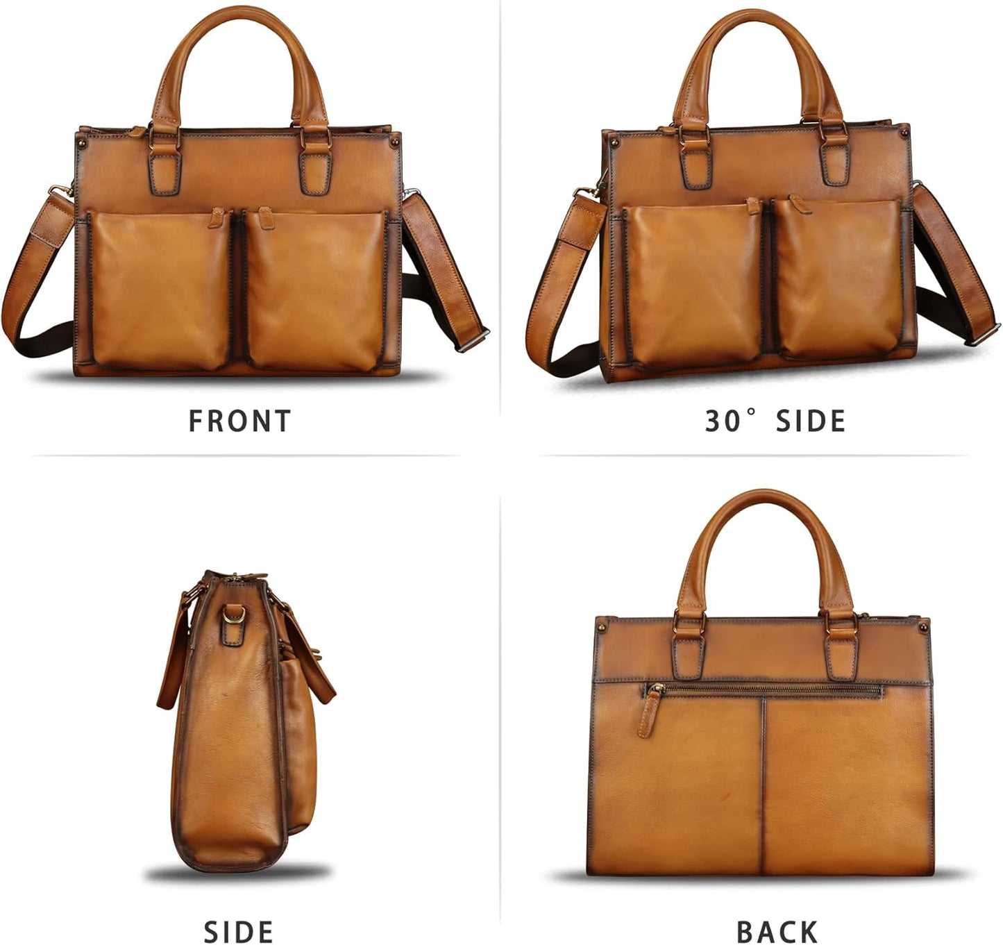 Genuine Leather Messenger Bag Briefcase for Men Vintage Real Leather Shoulder Bag Crossbody Bag Computer Laptop Bag