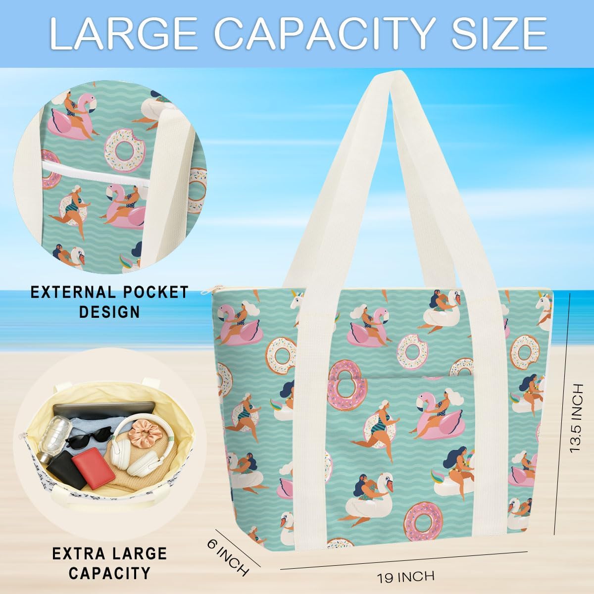 ENGVZ Beach Bag Wet Bag Waterproof Sandproof Women Beach Tote for Friends Travel Gifts Vacation Essential Friendship Gifts