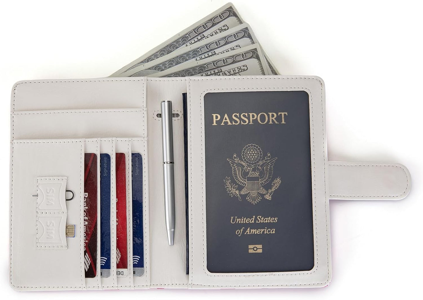 Passport Holder for Travel Essentials, RFID Blocking Passport Wallet Cover with Magnetic Closure