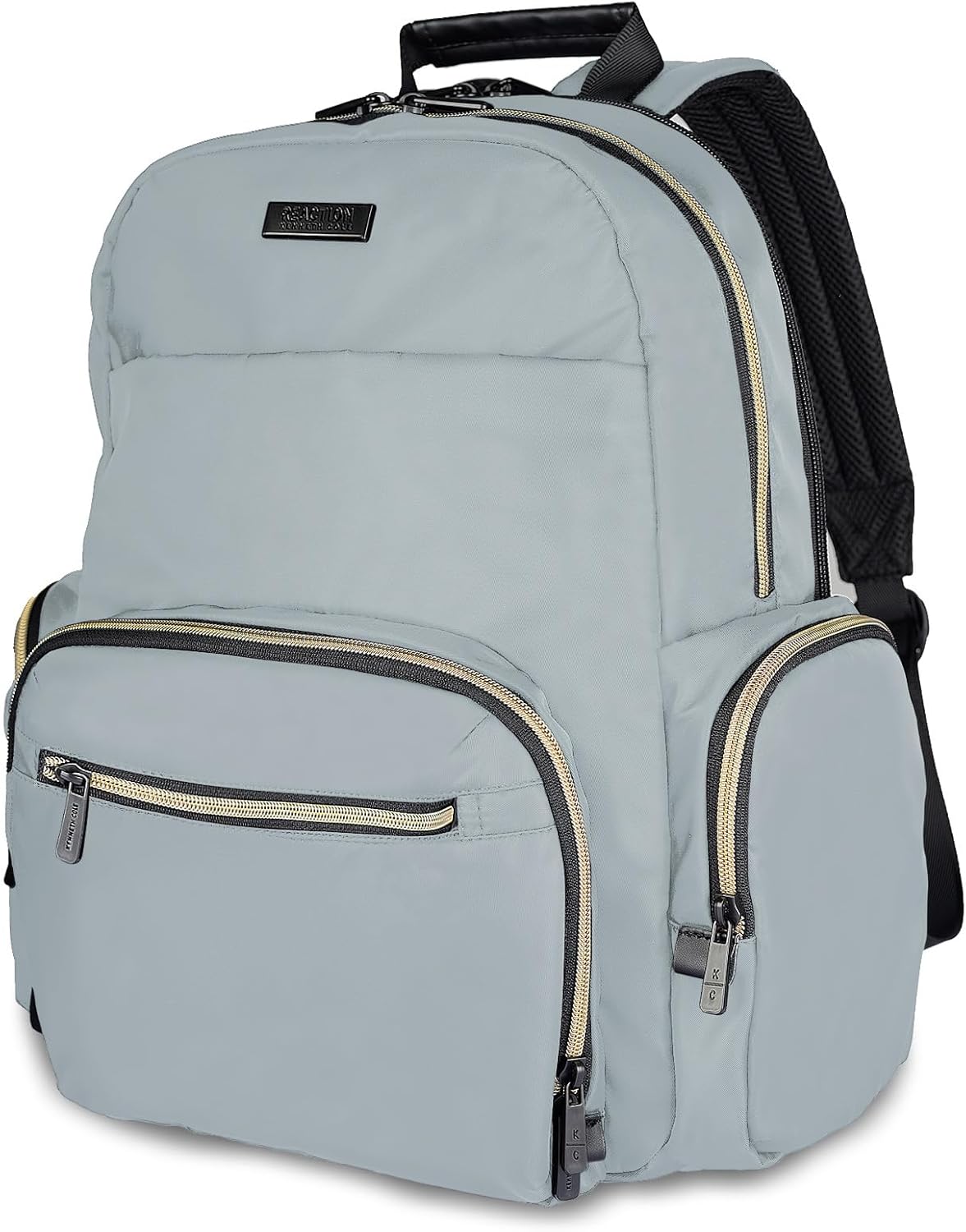 Kenneth Cole REACTION Madison Square Lightweight Hardside Chevron Expandable Spinner Luggage, Slate, 2-Piece (20" Carry On + Sophie Backpack)