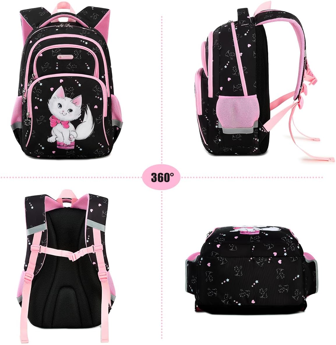 Cusangel Backpack for Girls Boys School Bookbags Kindergarten Elementary Lightweight Waterproof Multifunctional Large Capacity for Backpack (16 inch cat Fun Prints)