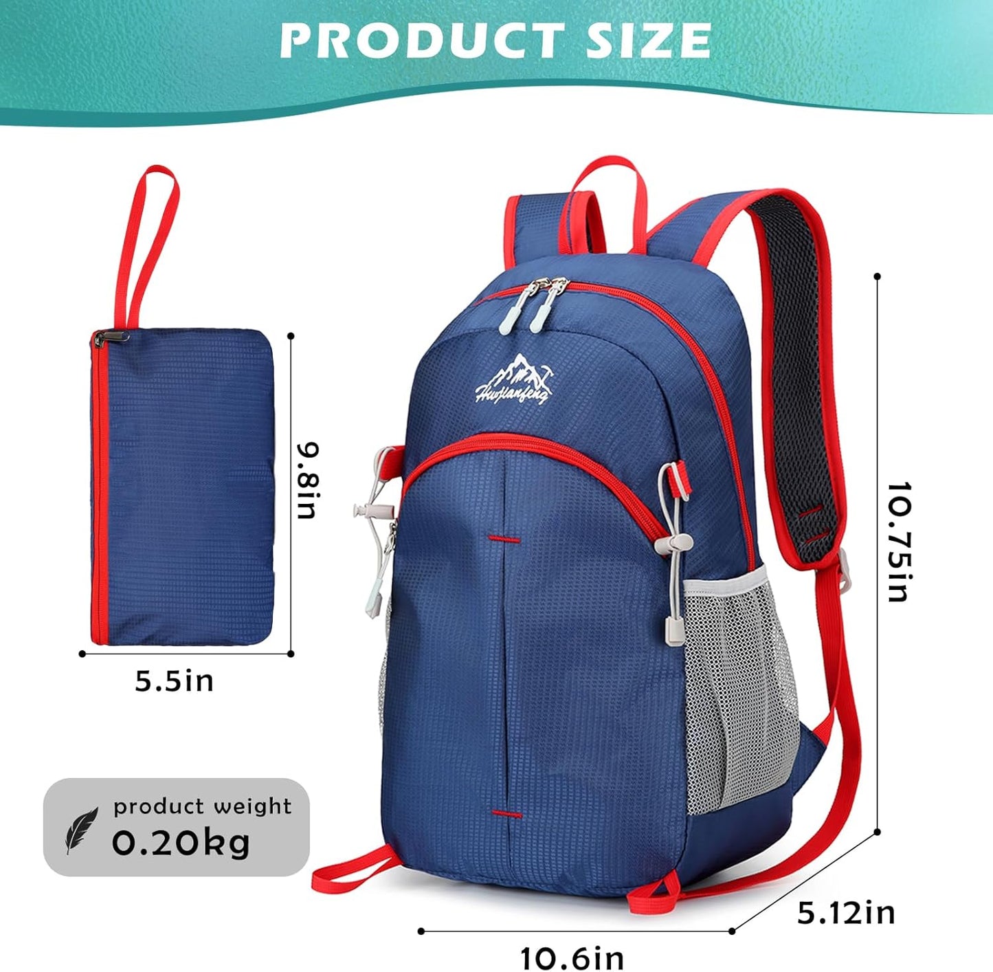 20L Small Hiking Backpack, Lightweight Foldable Daypack Water-resistant Travel Camping Packable Backpack
