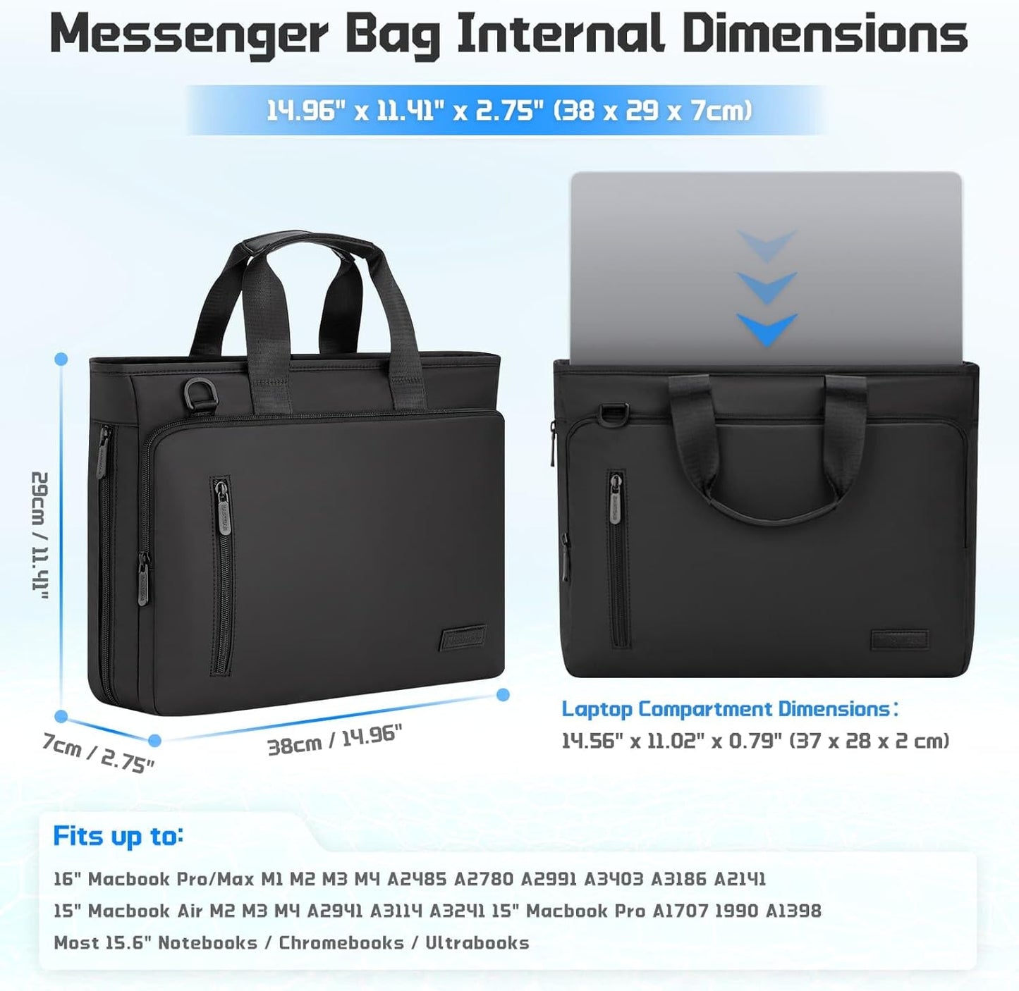 RAINYEAR 15.6 Inch Laptop Bag for Men Women, Waterproof Expandable Laptop Shoulder Bag Large Capacity Computer Carrying Bag Briefcase