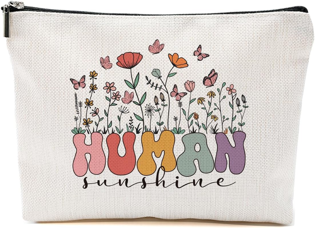 Human Sunshine Definition Inspirational Makeup Bag Cosmetic Bag Sunshine Encouragement Appreciation Gifts for Women Teacher Nurse Friend Teen Girls Organizer Zipper Makeup Toiletry Pouch