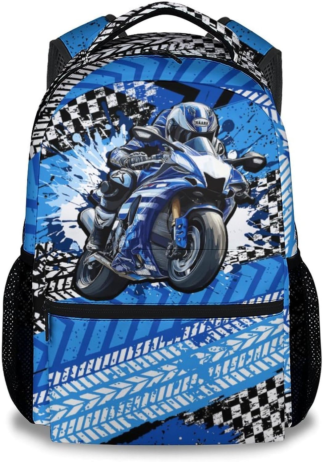 Boy Backpack, Motorcycle Backpacks for Kids, 17" Sports Bookbag for Preschool Kindergarten Elementary, Back to School Gifts