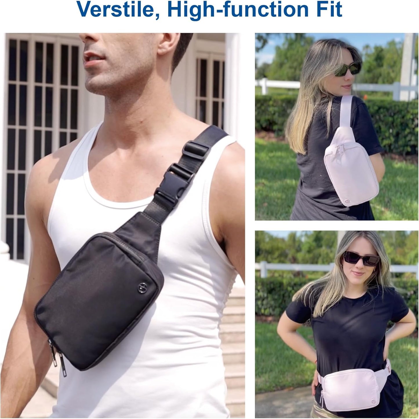 Pander Belt Bag Large 2L, Nylon Fanny Pack Purse for Women and Men with Adjustable Strap