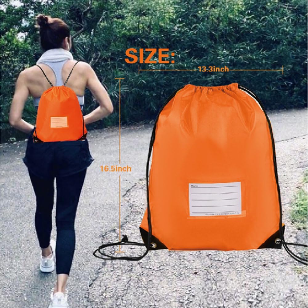 20 Pcs Drawstring Bags,Bulk Draw String Backpack, DIY Gym Sports Cinch Bag Sackpack for Women Men, Orange