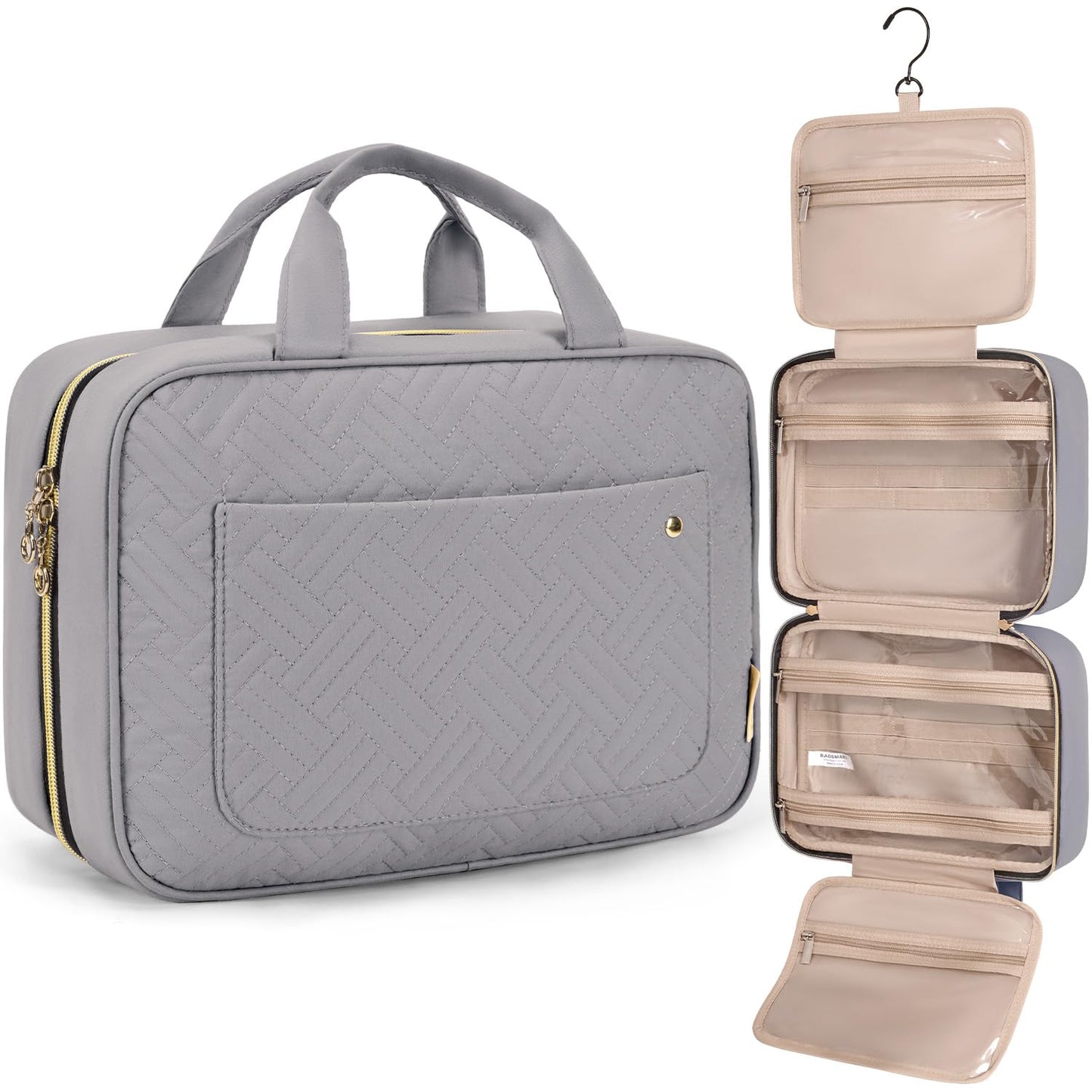 BAGSMART Toiletry Bag Travel Bag with Hanging Hook, Water-resistant Makeup Cosmetic Bag Travel