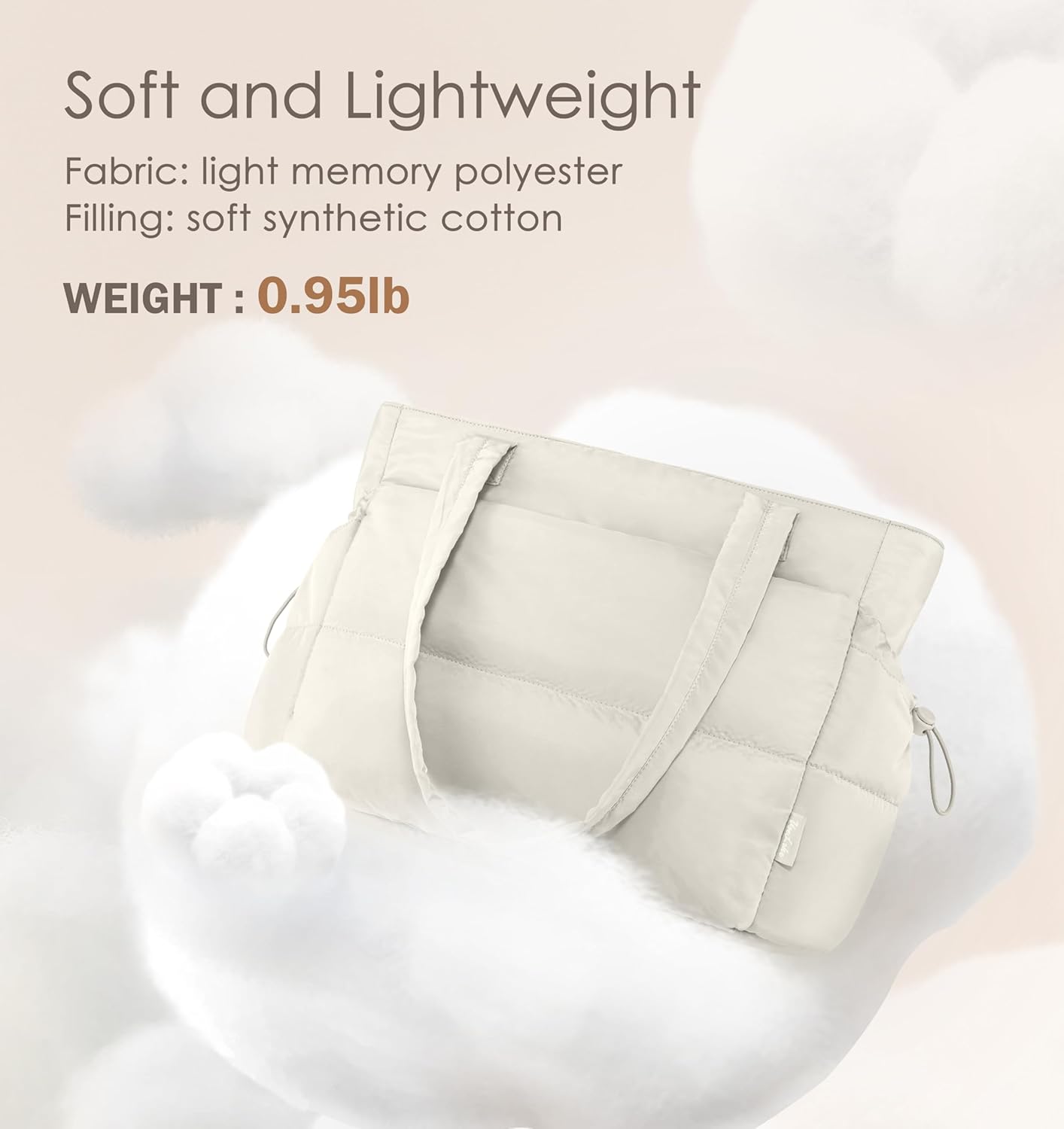 Tote Bag for Women Puffy Work Bags for Women with Zipper Lightweight Quilted Puffer Tote Bag for Travel, Teacher, Nurse
