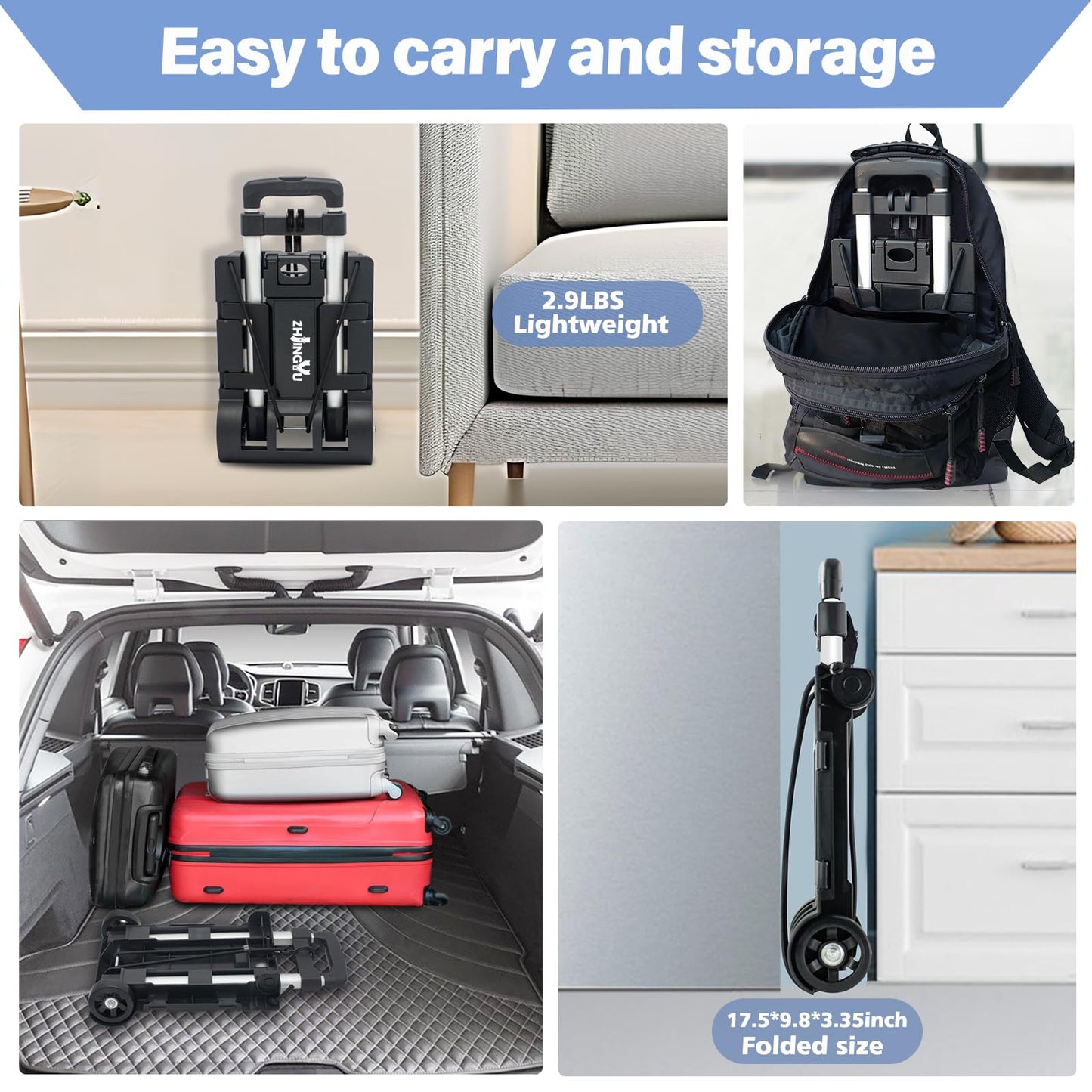 Folding Hand Truck Aluminum Trolley,Small Dolly, Foldable Hand Cart,