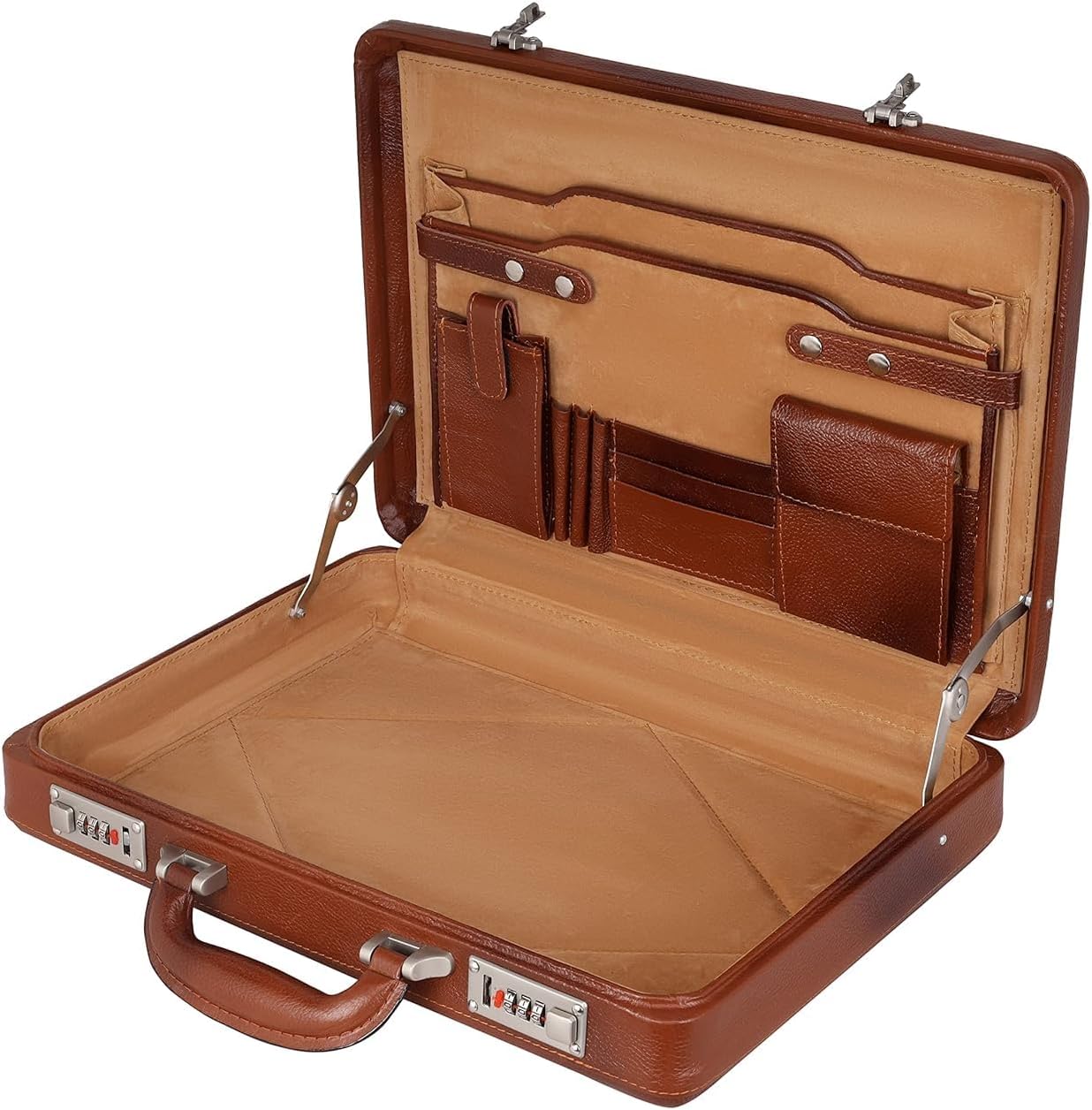 Full Grain Leather Briefcase Attache Case For Unisex Size L17xW3xH12 Inches Briefcase Bag