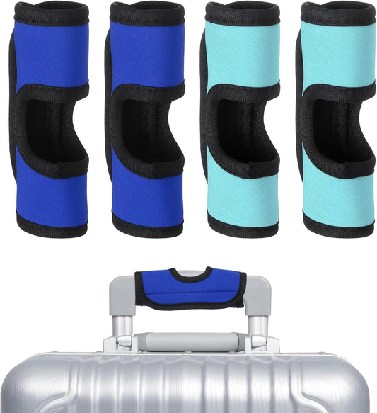 uxcell Luggage Handle Wrap, 4 Pcs Hollow Neoprene Handbag Grip Cover Protector Luggage Identifiers Suitcase Handle Wraps for Luggage Suitcase Travel Bags, Cyan/Sapphire Blue