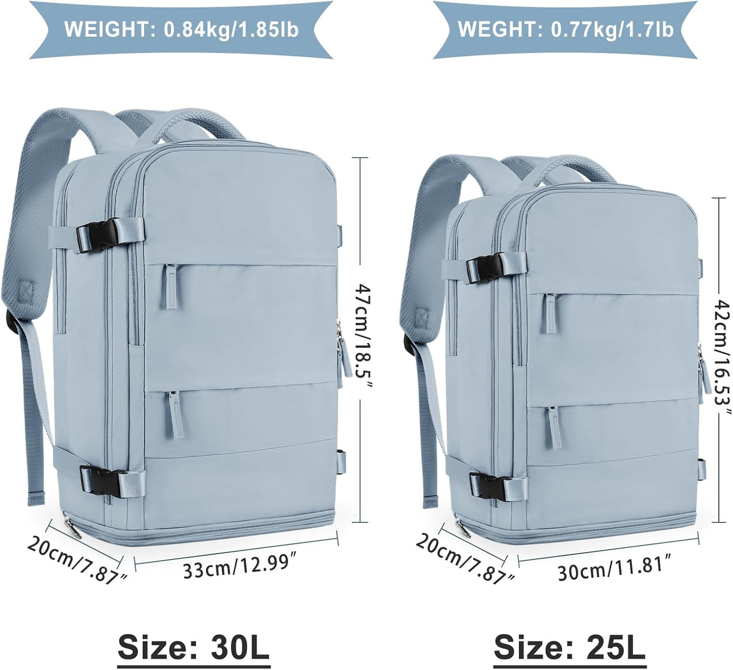 coowoz Large Travel Backpack For Women Men,Carry On Backpack Flight Approved,Hiking Backpack Waterproof Outdoor Rucksack Casual Daypack Fit 15.6 Inch Laptop Shoes Compartment,30L (Gray Blue)