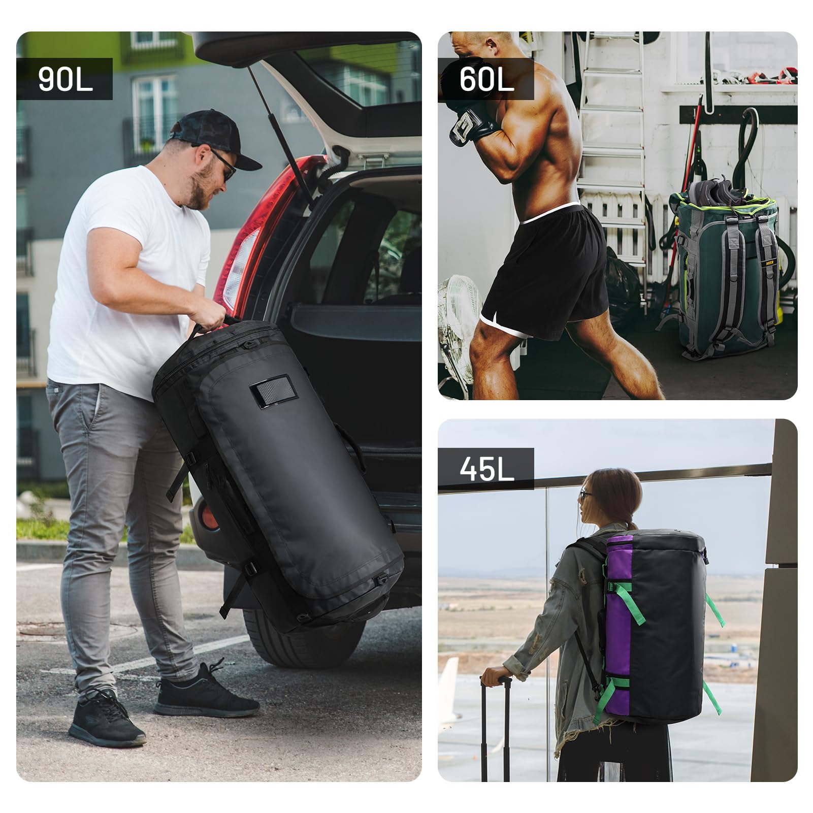 MIER Large Duffle Bag Backpack for Travel Camping Gym Sports, 45L/60L/90L