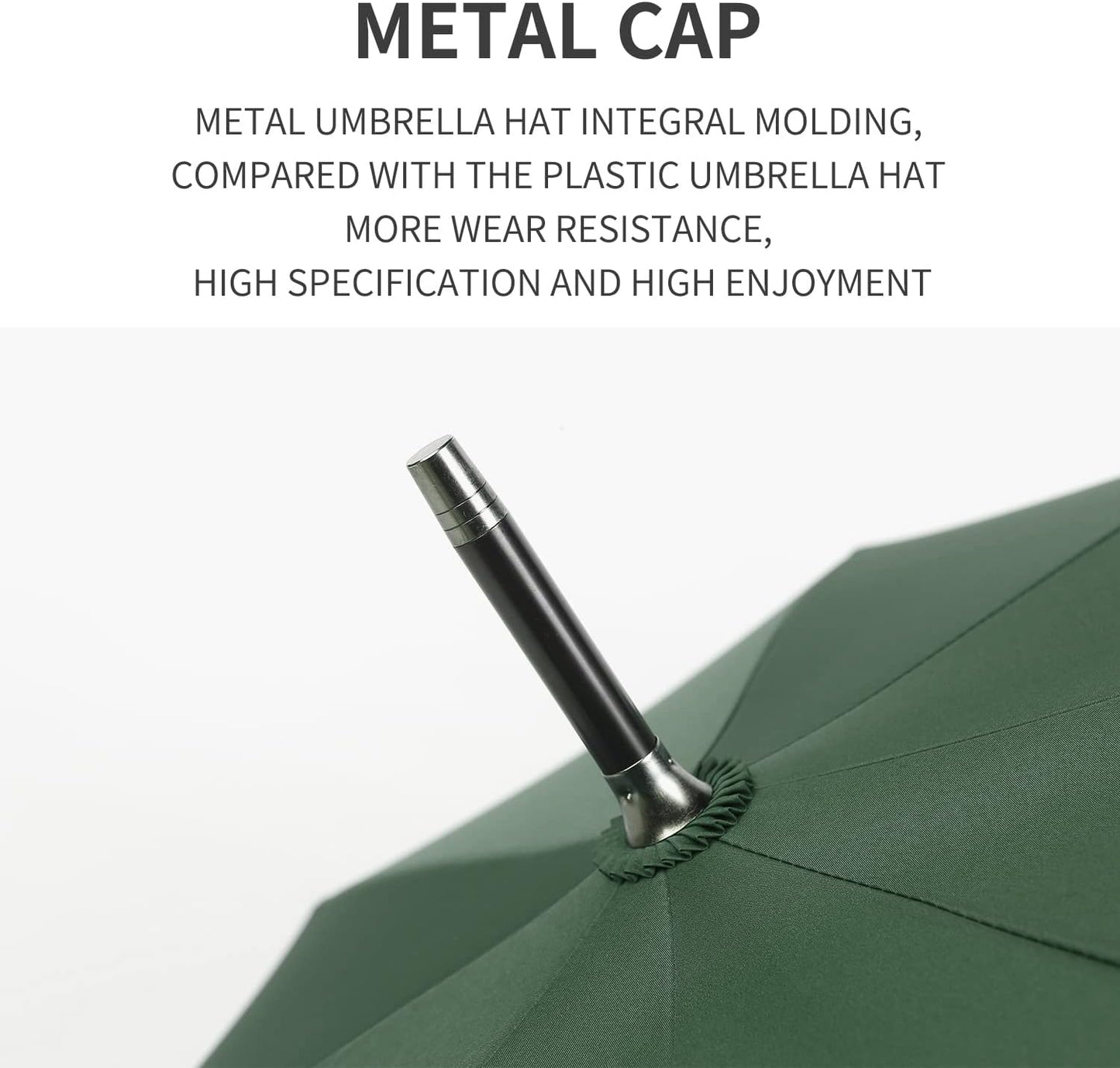 TIME LOVER Stick Umbrella Oversize Windproof Umbrella Wooden Hook Handle J Stick Automatic Open Fast Drying Umbrella for Men Women(Dark Green)