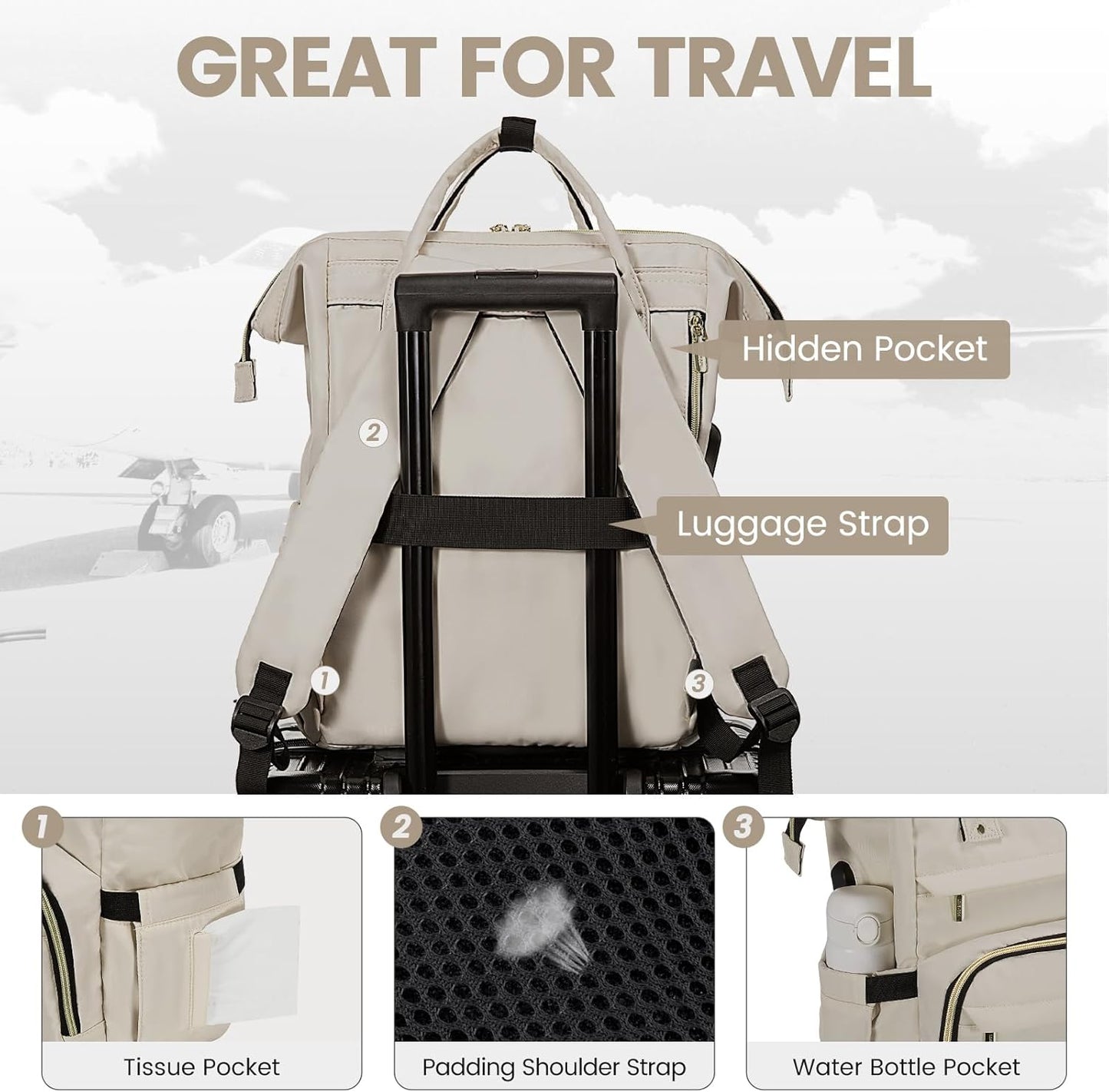 LOVEVOOK Laptop Backpack for Women Teacher Backpack Nurse Bag,Work Bags Backpack Purse Bag Anti-Theft Travel Backpacks with USB Charging Port,15.6 Inch Backpacks for College Business Casual