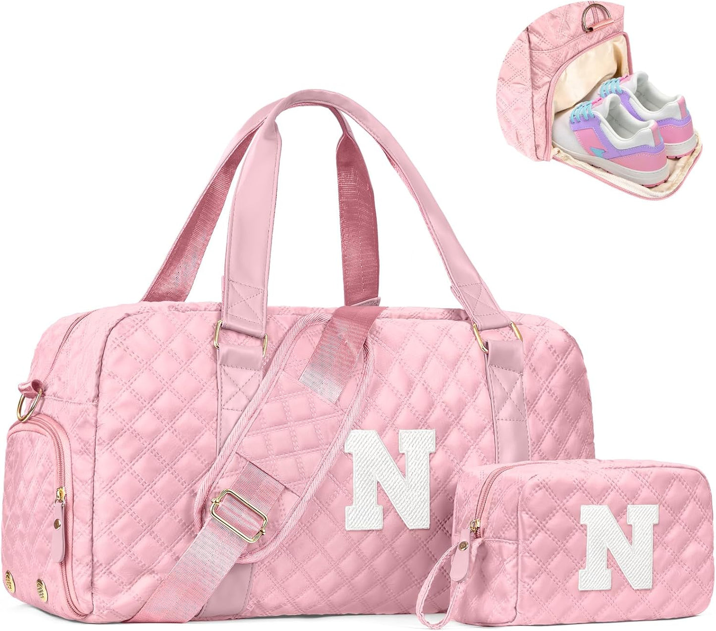 Initial Travel Duffle Bag Women Girls Gift: Personalized Weekender bags, Dance Cheer bag Sports for