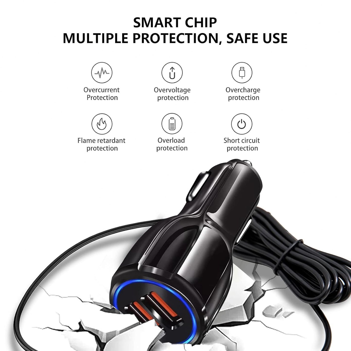Fast Android Car Charger USB C Charging Cable Cord for T-Mobile REVVL 7 PRO REVVL 6 PRO 5G/REVVL V+ 4 2 Plus 4 Plus, Cat S62 Pro S62 S61 S52, Alcatel TCL 4X 5g TCL Flip Pro,Sonim XP3 XP8 Phone & More