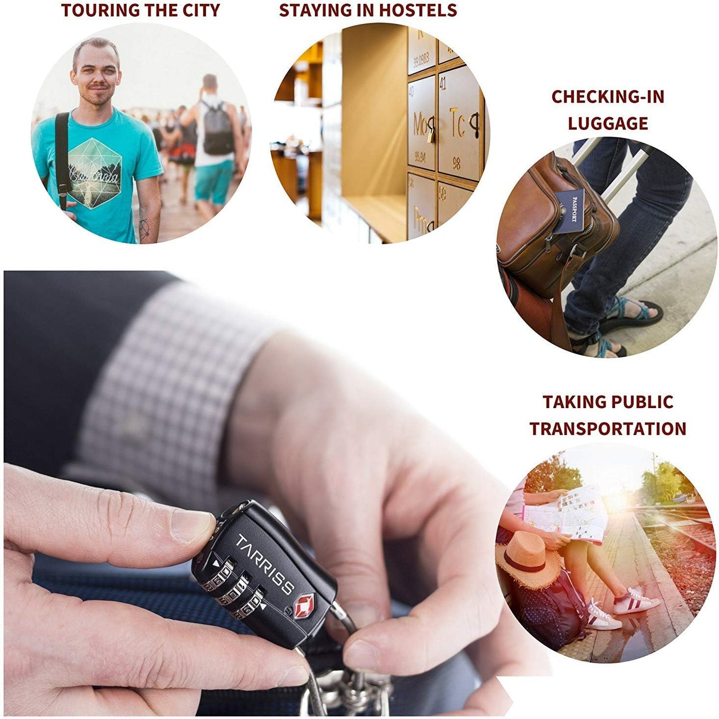 TSA Locks, Digit Combination Padlockss and Steel Cable Combination Travel Security Lock, Luggage Travel Lock Coded Lock for Baggage Travel Bag, Suit Case, Gym, Bike Locks (TSA Luggage Locks-4)