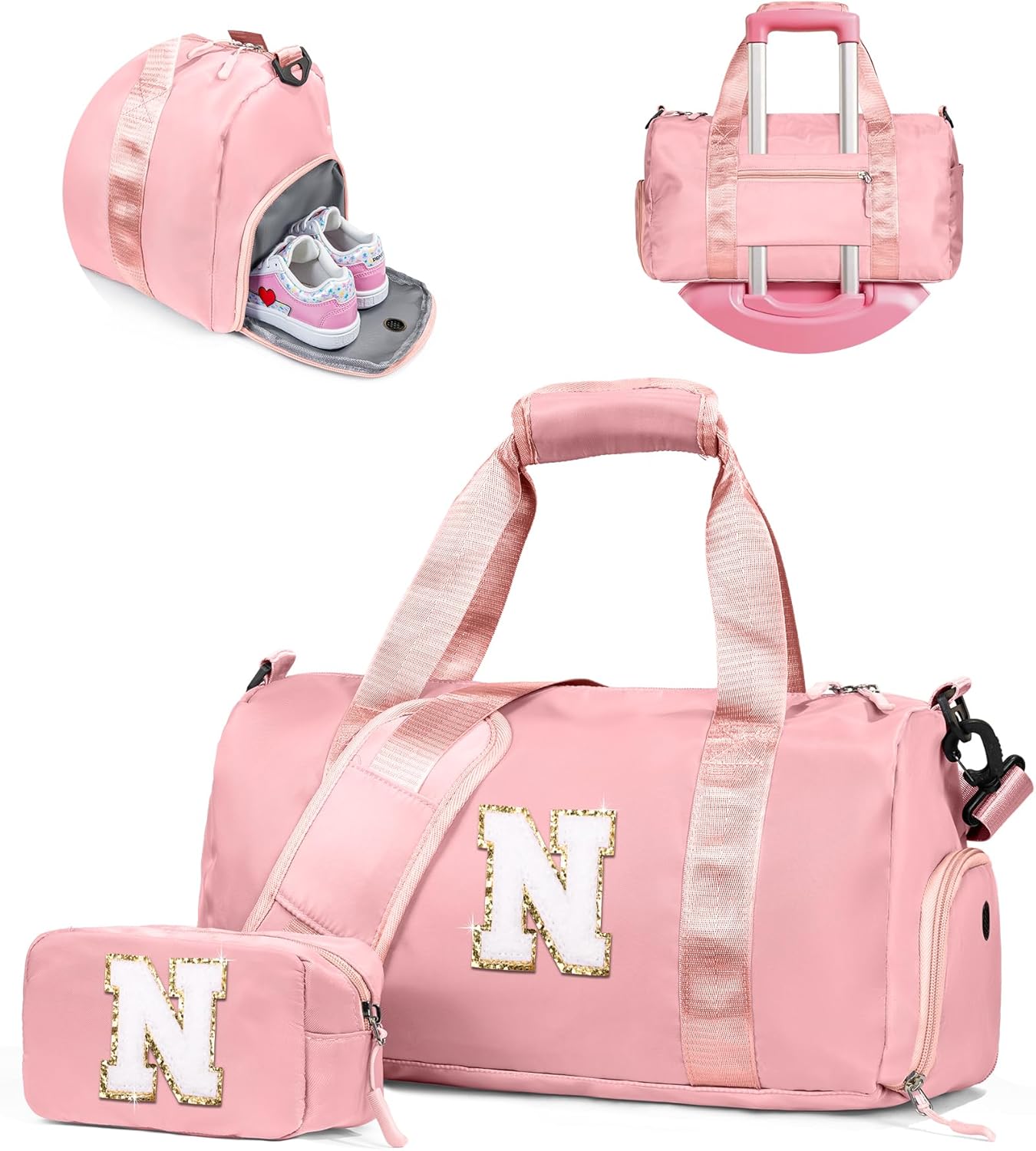 Gift Ideas for Kids Girls-Girl Gym Bag with Shoe Compartment, Kid Personalized Weekender Overnight