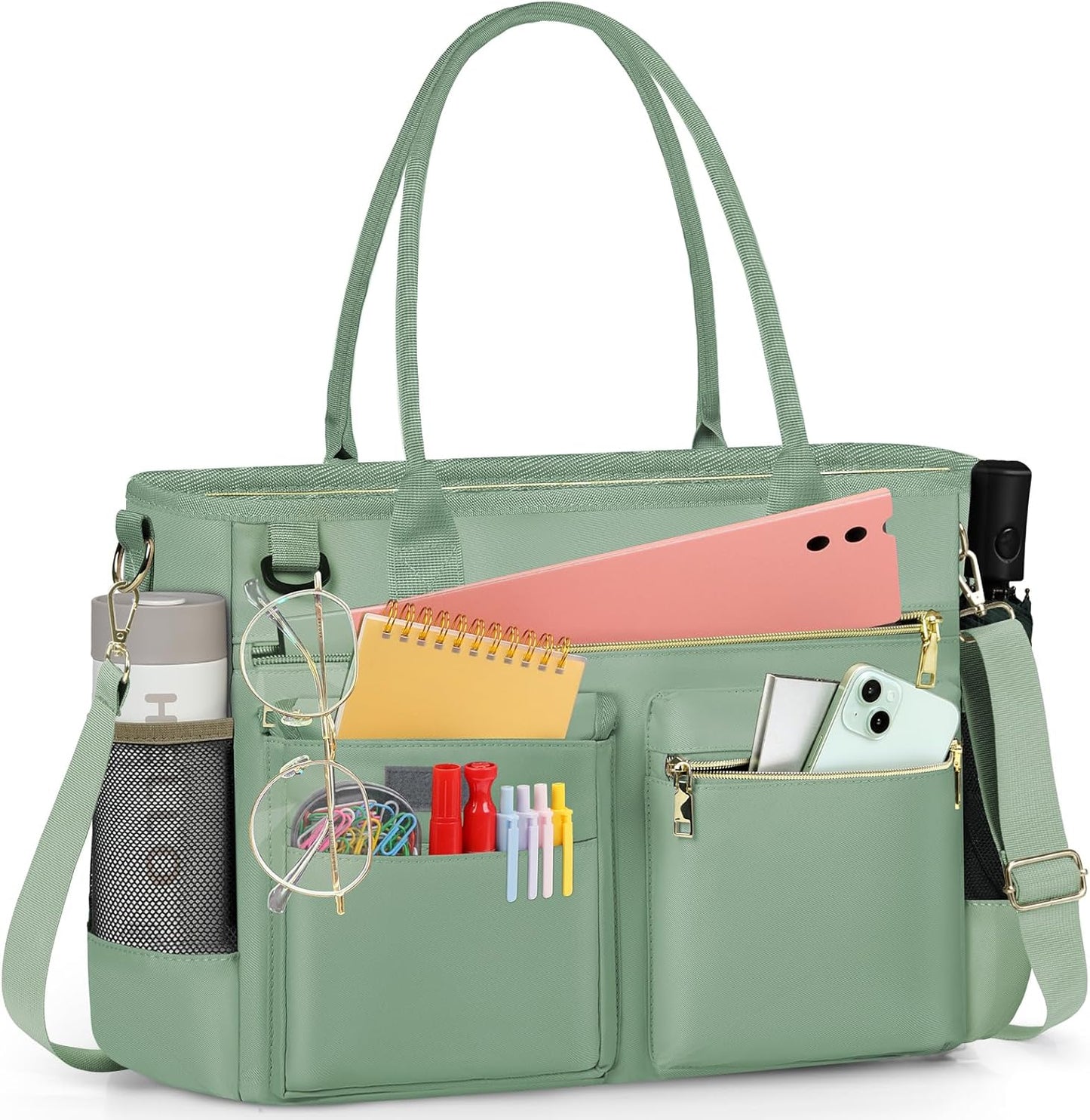 RAINSMORE Laptop Bag for Women 15.6 Inch Work Teacher Tote Nurse Bag Professional Laptop Tote Computer Messenger Shoulder Bags Large Handbag Business Office Work Briefcase
