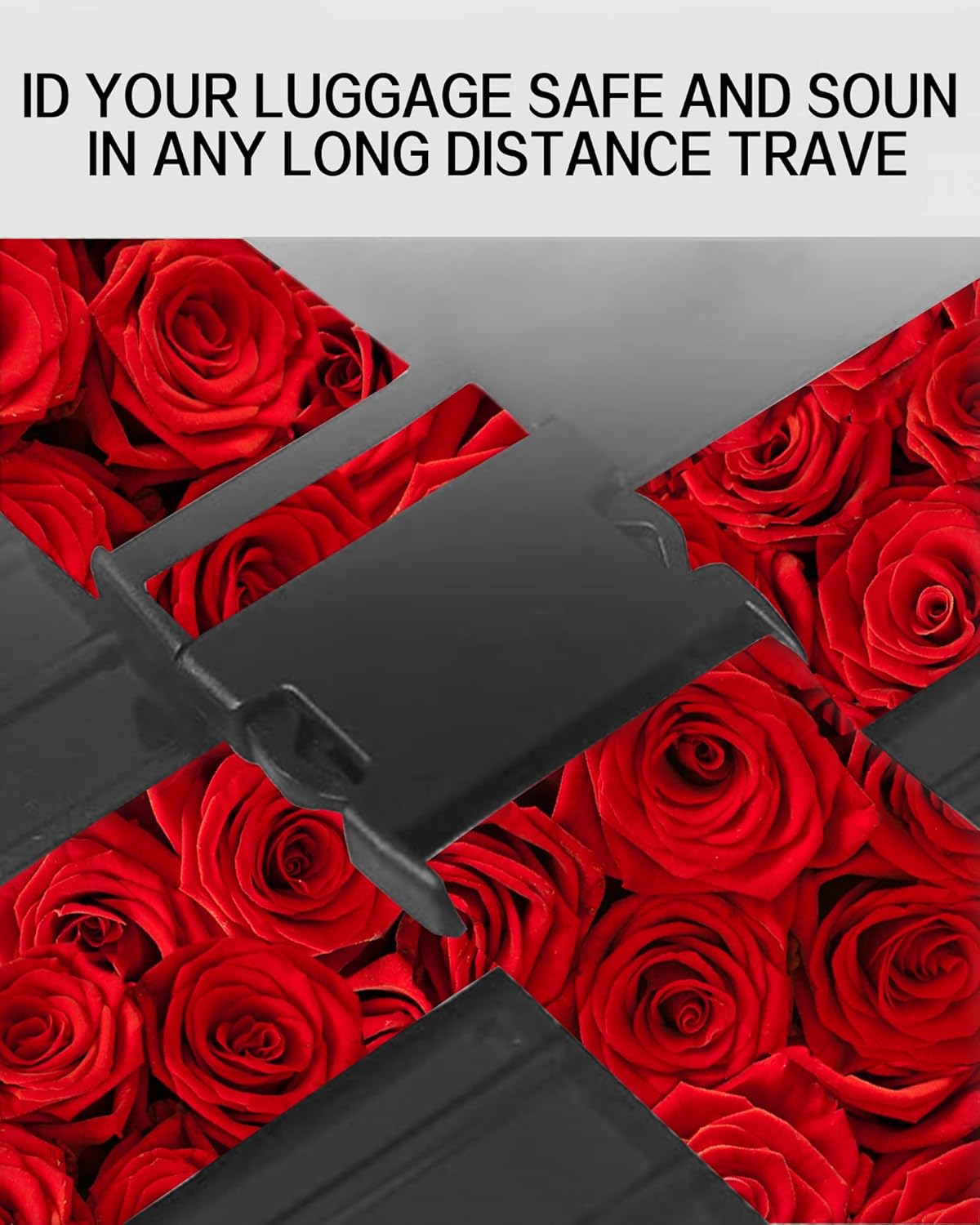 Luggage Straps for Suitcases, Adjustable Travel Belt, Durable Wide Luggage Strap, Cute Suitcase Strap Identifiers with Buckle, Bag Straps for Luggage, Red Beautiful Roses
