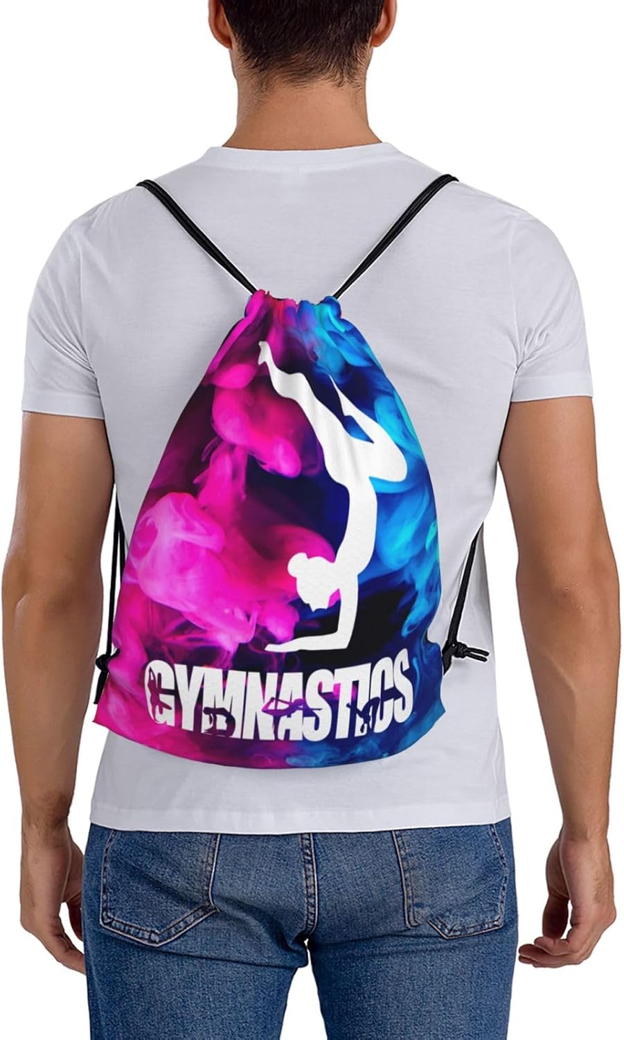 Gymnastics Drawstring Backpack Light Gym String Bag Pink Water Resistant Sackpack Sport Yoga Daypack For Womens Mens