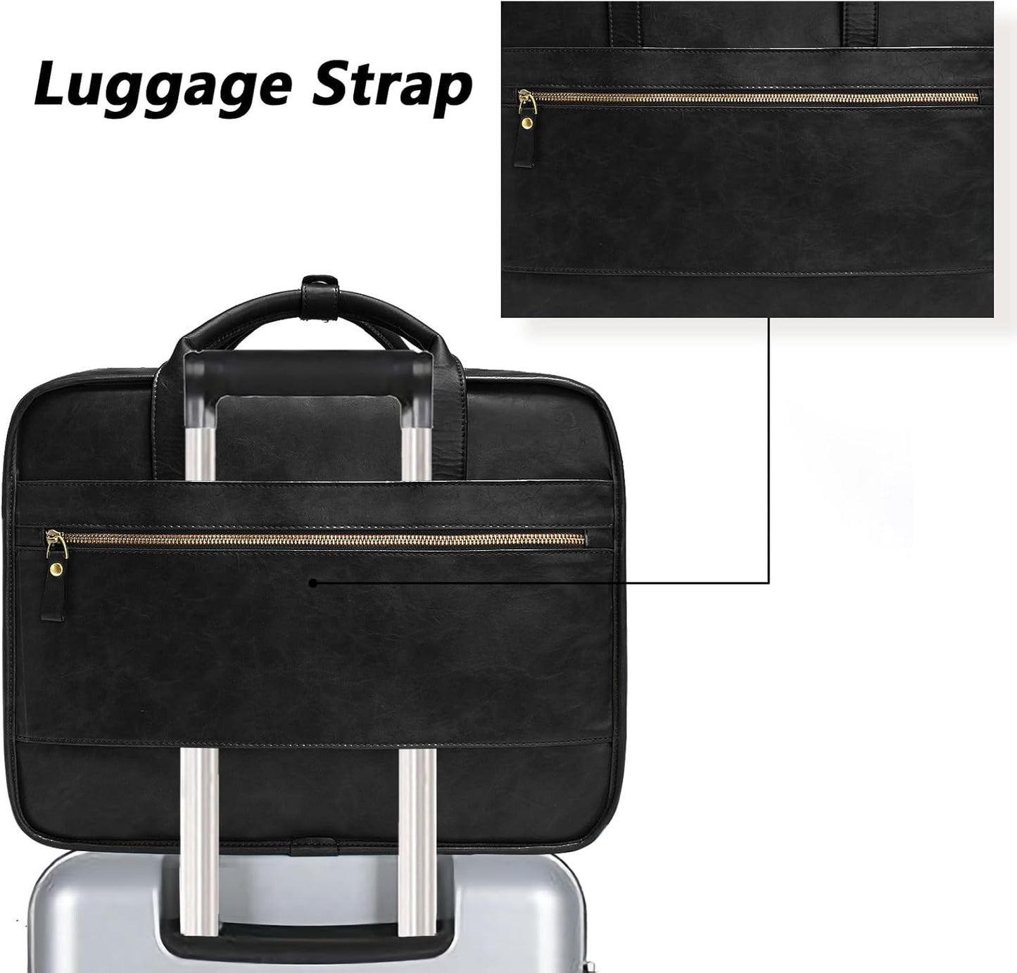 Leather Briefcases for Men 15.6 Inch Business Computer Bag Laptop Bag for Men Water Resistance Travel Messenger Bag