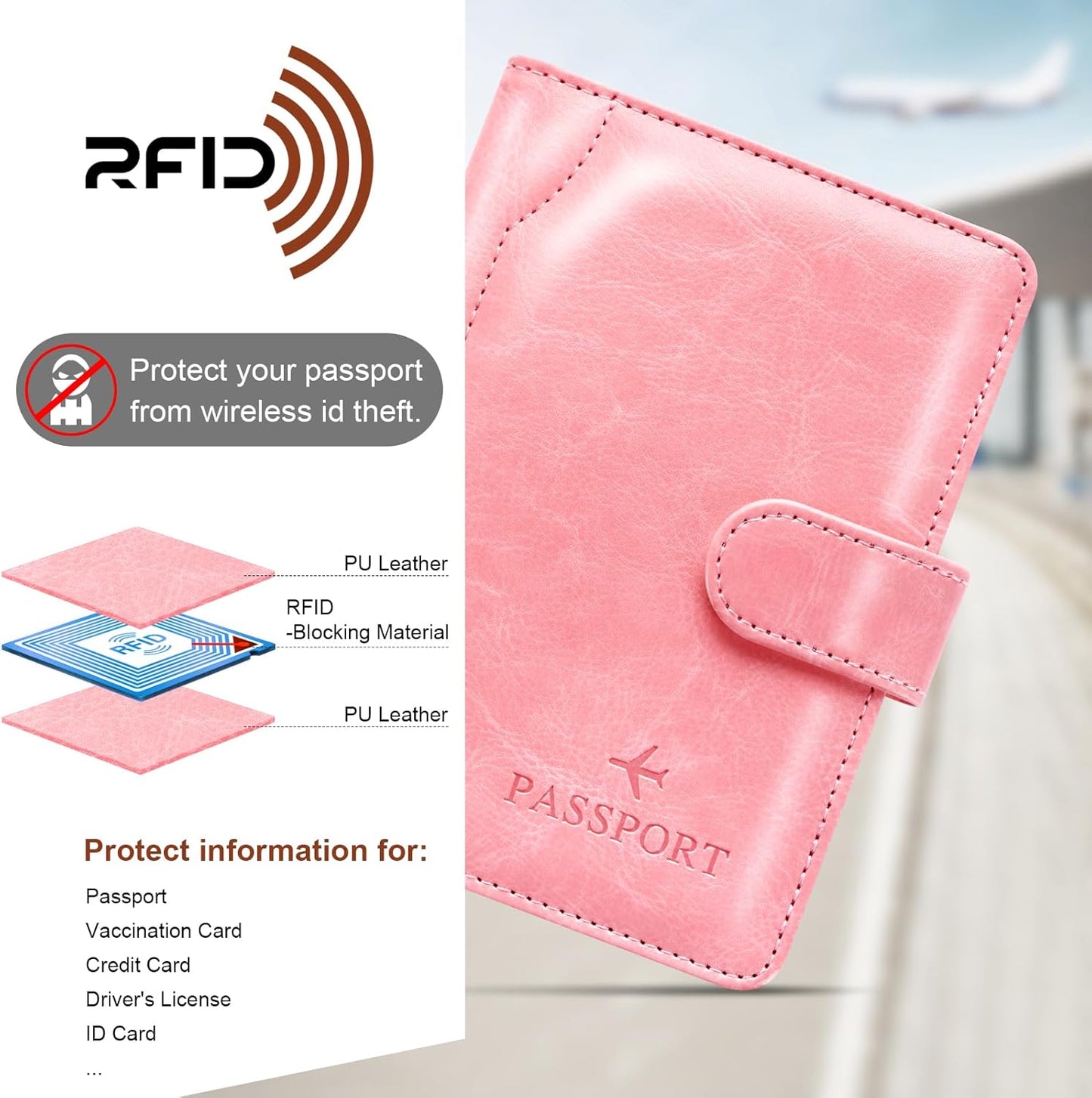 Herain Passport Holder for Travel Cruise Essentials, Passport Cover Wallet Case Women Men Family, RFID Passports Book Holders Travels Gifts Must Haves Accessories