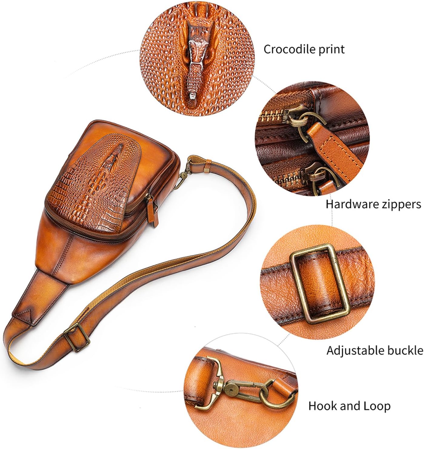Genuine Leather Sling Bag for Men Women Backpack Chest Shoulder Satchel Crossbody Bags Casual