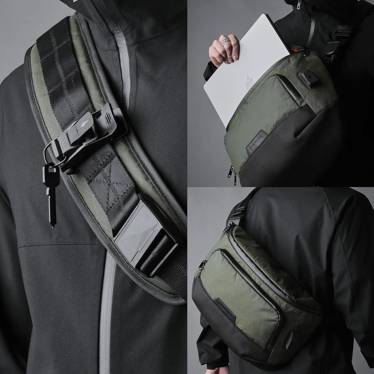 ALPAKA Bravo Sling Max, 8L RFID-Blocking Sling Laptop Bag for Men with Maglockz Buckle, Lockable
