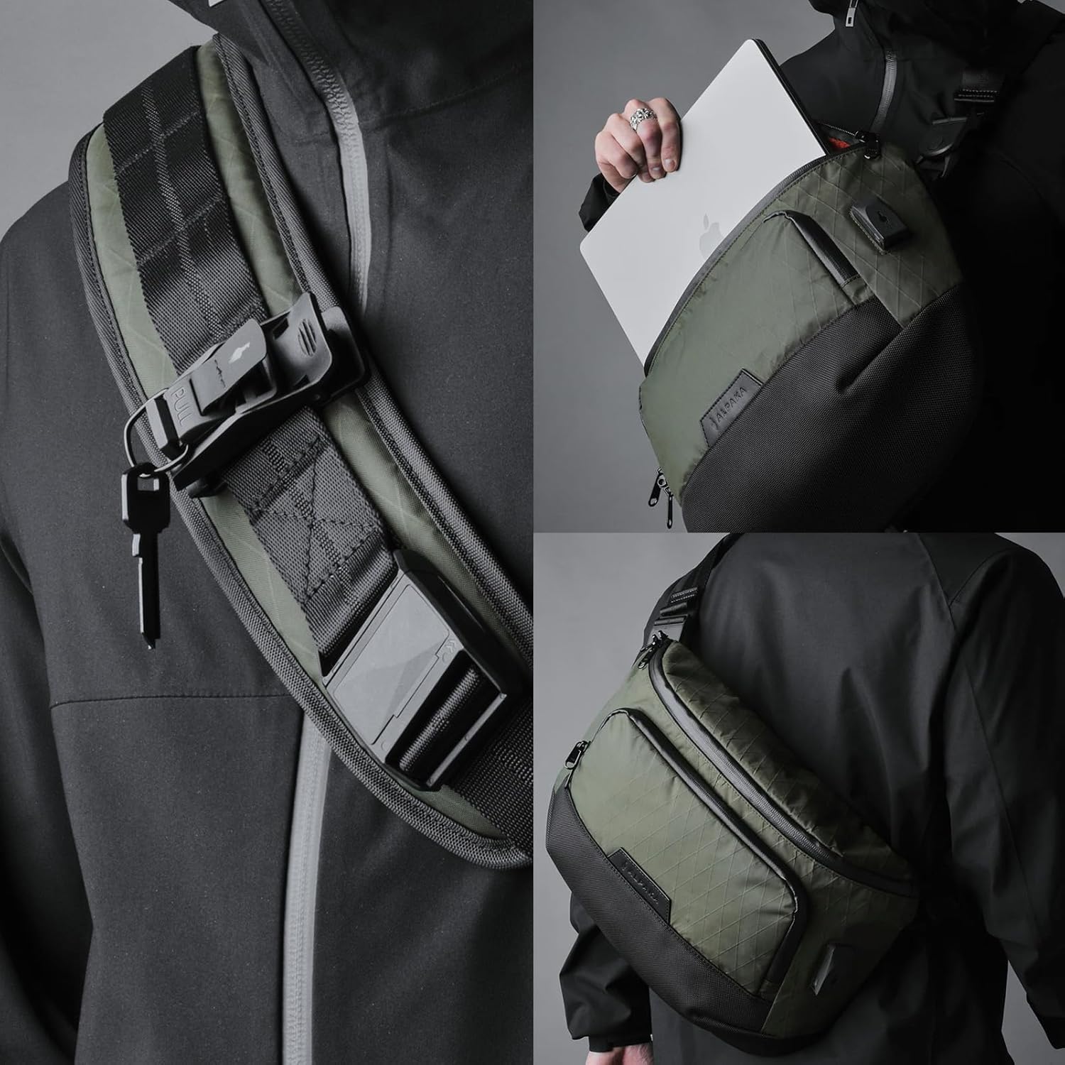ALPAKA Bravo Sling Max, 8L RFID-Blocking Sling Laptop Bag for Men with Maglockz Buckle, Lockable