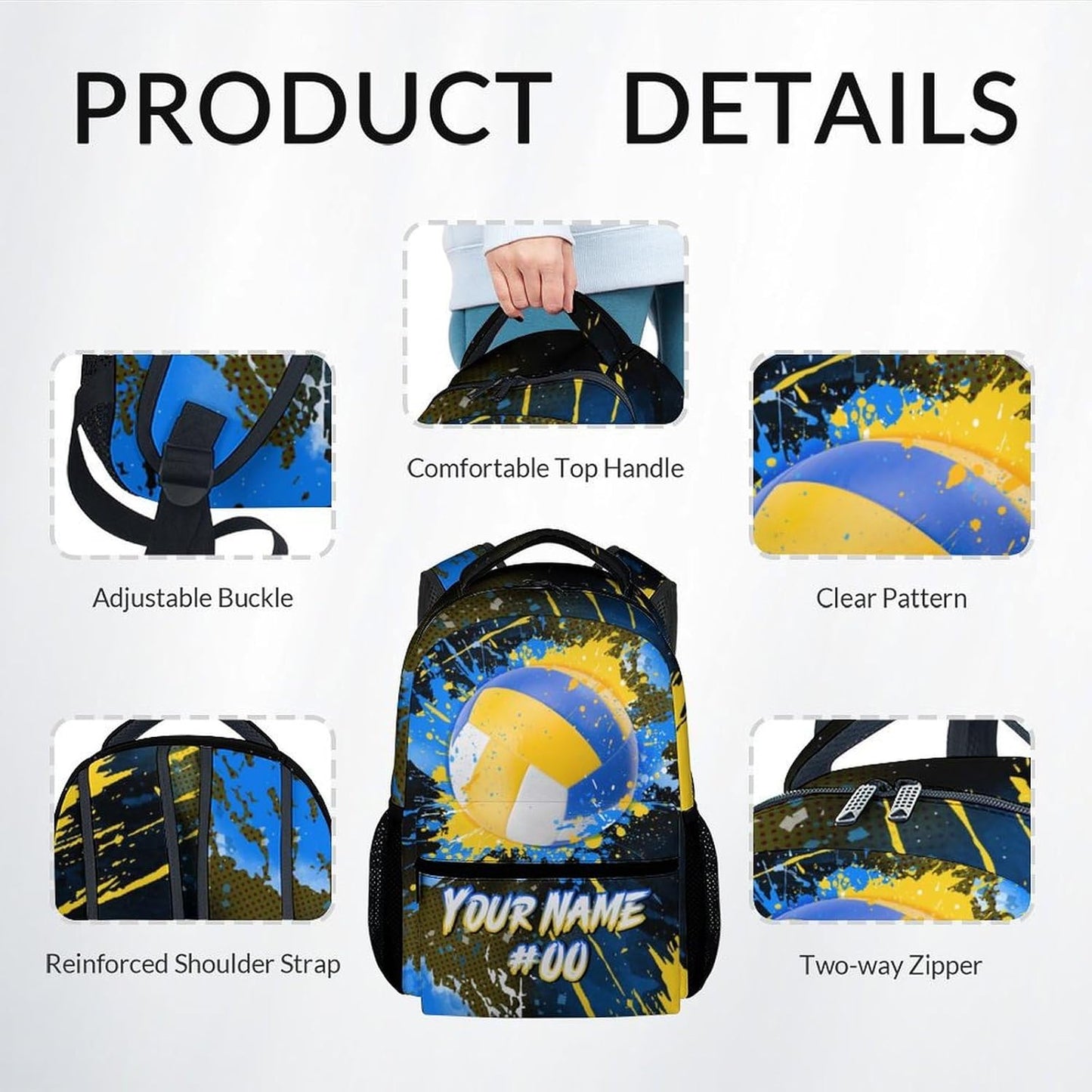 COZYAURA Backpacks for School - Personalized Volleyball Backpacks Set for Girls Teens - Kids Bookbag for Elementary Middle School - Custom Sports Theme Back Pack with Lunch Box