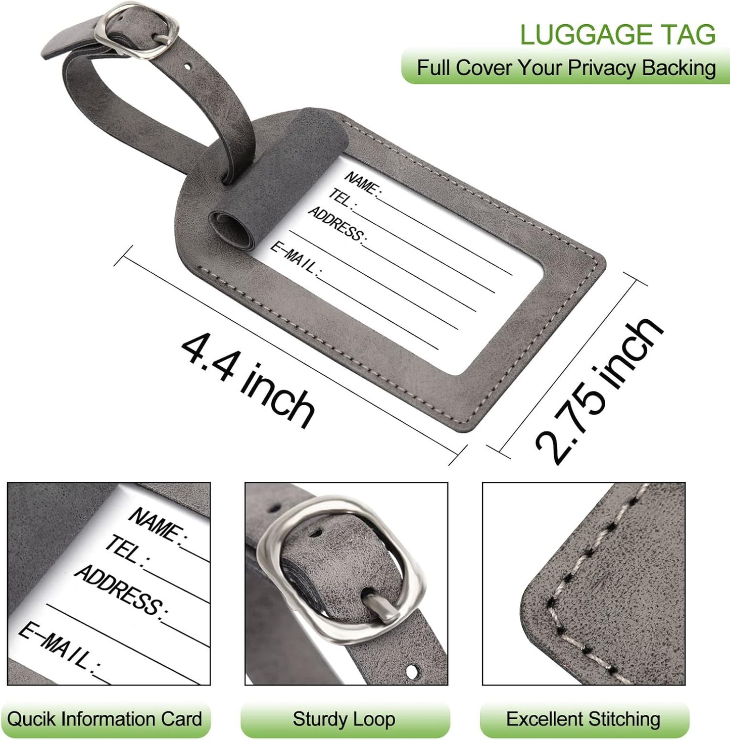 Passport Holder With Luggage Tag Travel Essentials Passport Cover Wallet RFID Blocking Leather Case International Must Haves Travel Accessories Women Men(115#Grey)